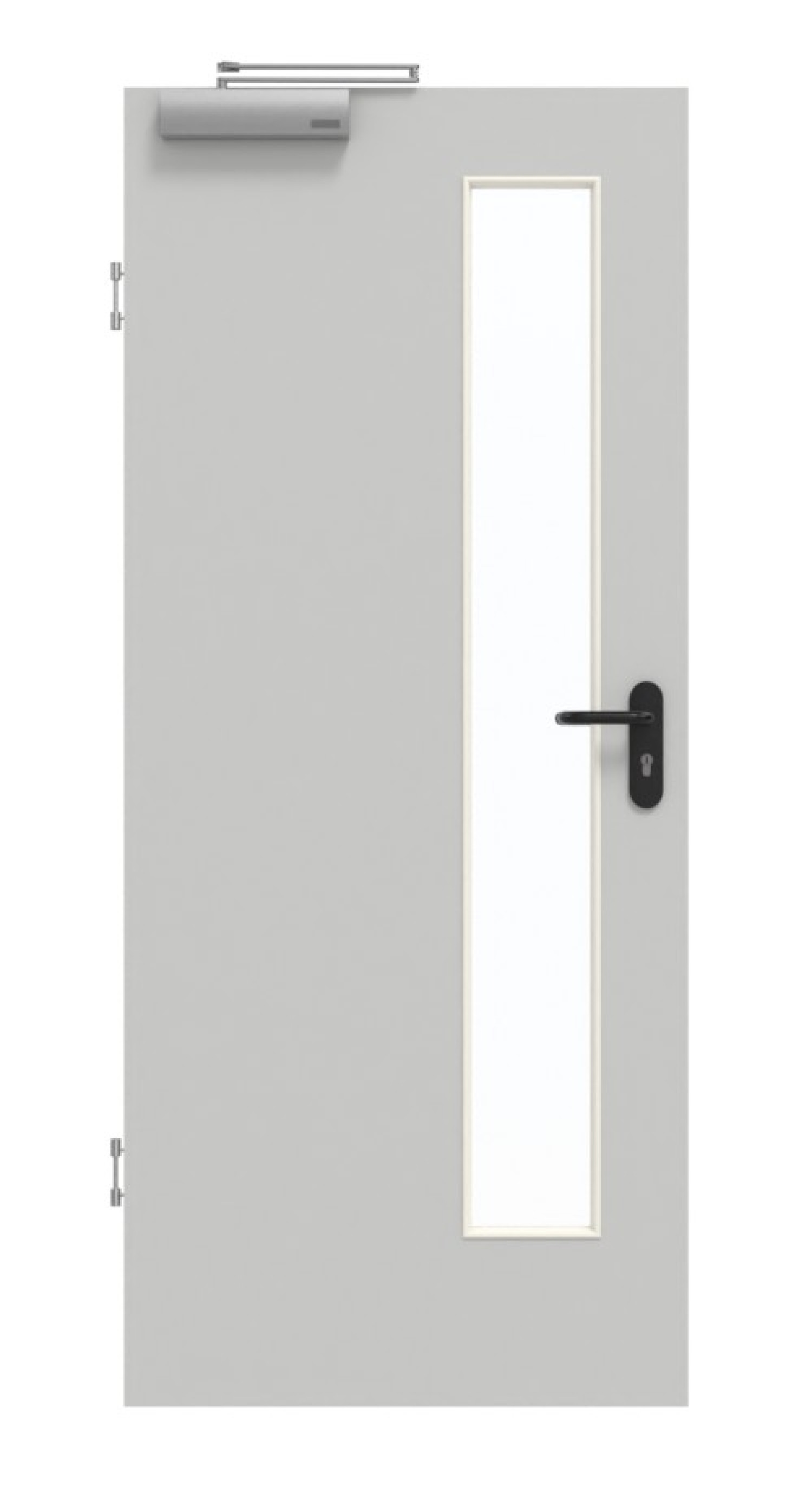 GARANT Rauchschutztür D92-60 Dove Grey Resopal mit Lichtausschnitt LA-4 schlossseitig