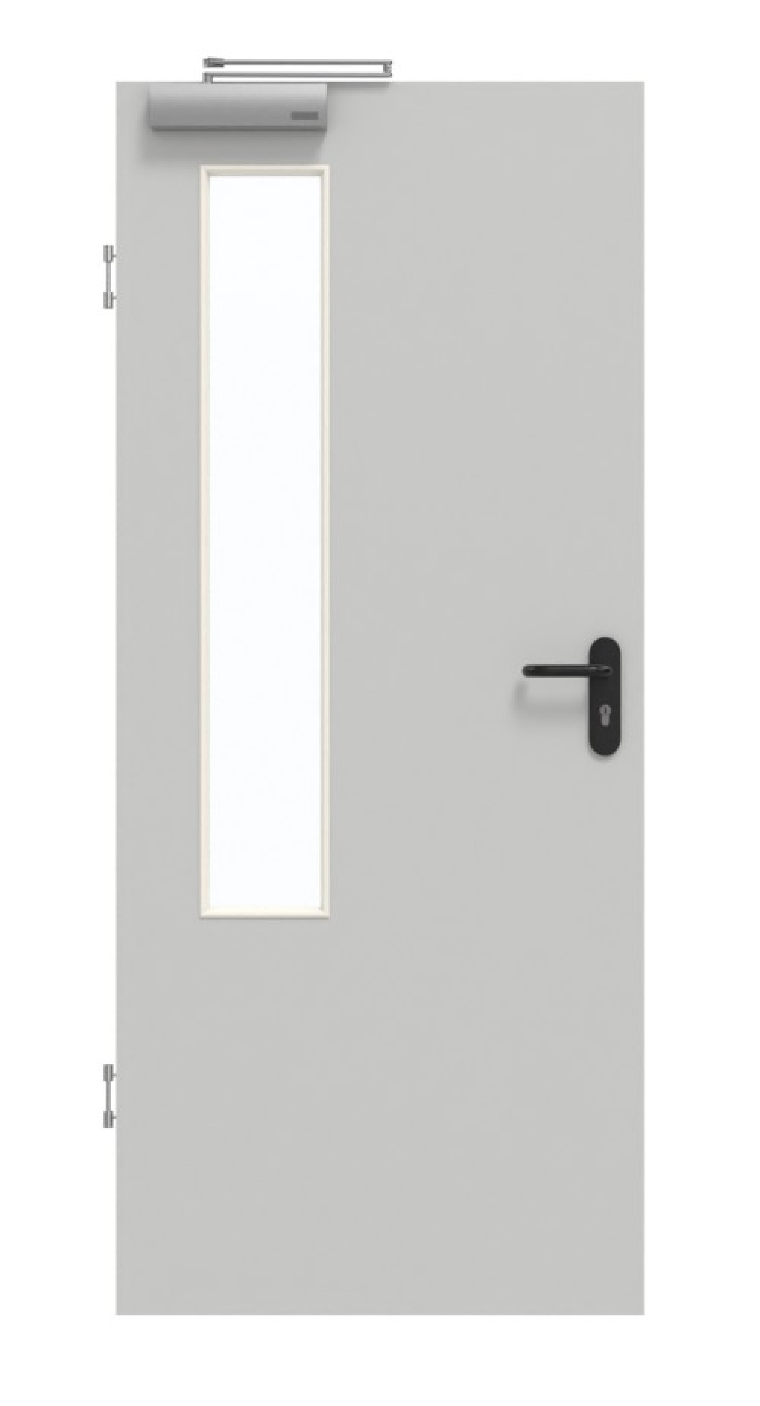 GARANT Rauchschutztür D92-60 Dove Grey Resopal mit Lichtausschnitt LA-5 bandseitig