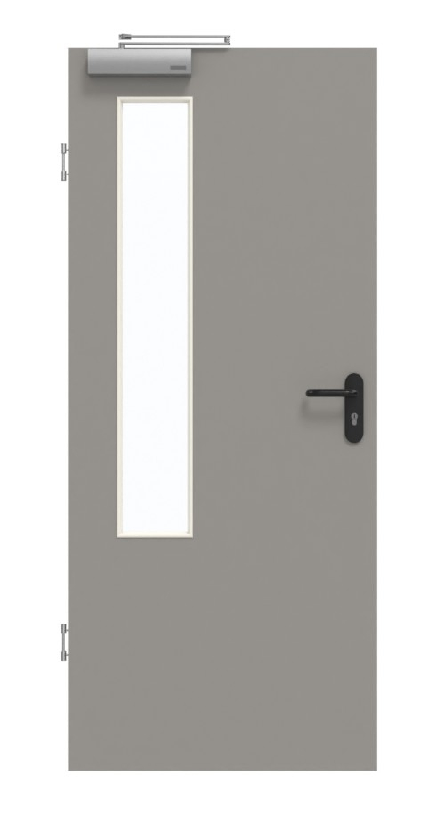 GARANT Rauchschutztür U12115SD Platingrau GHK08 mit Lichtausschnitt LA-5 bandseitig