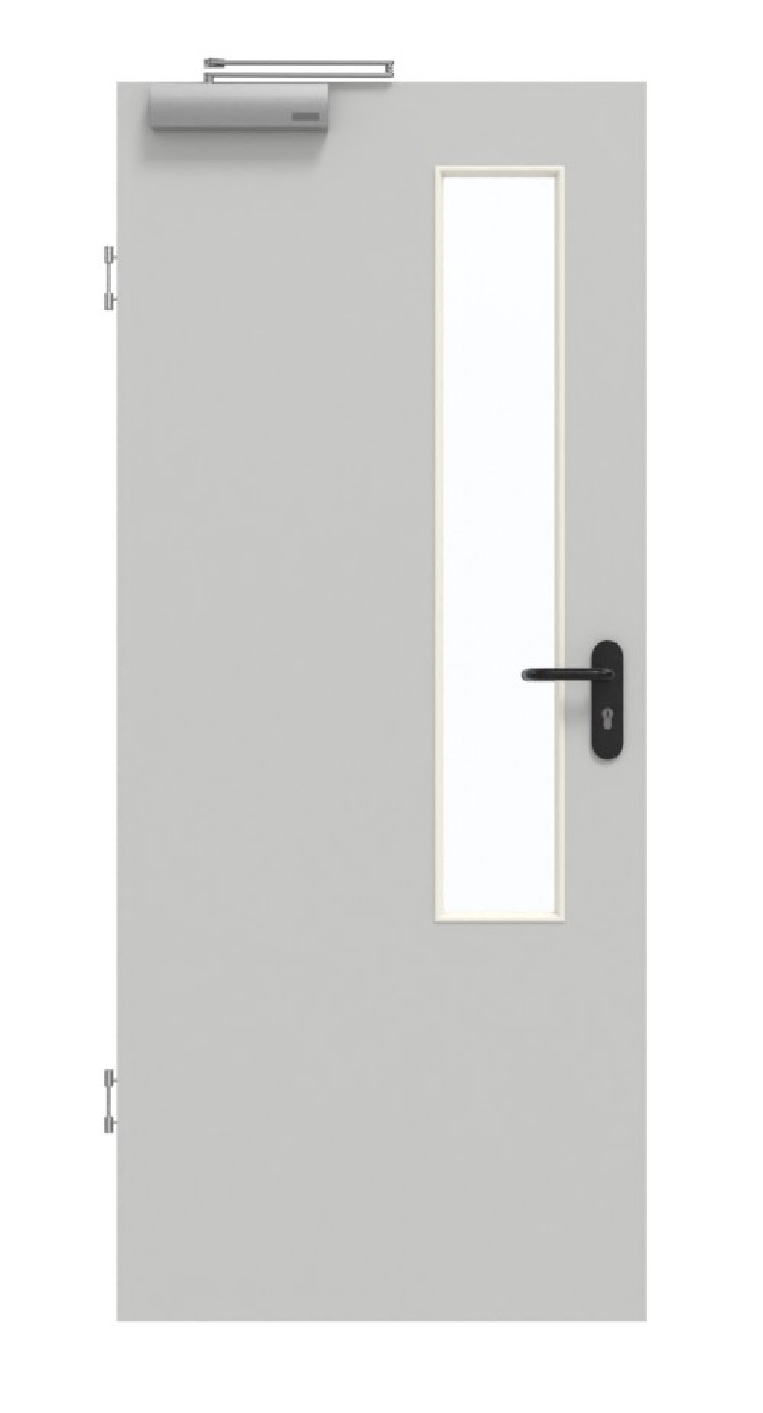 GARANT Rauchschutztür D92-60 Dove Grey Resopal mit Lichtausschnitt LA-5 schlossseitig