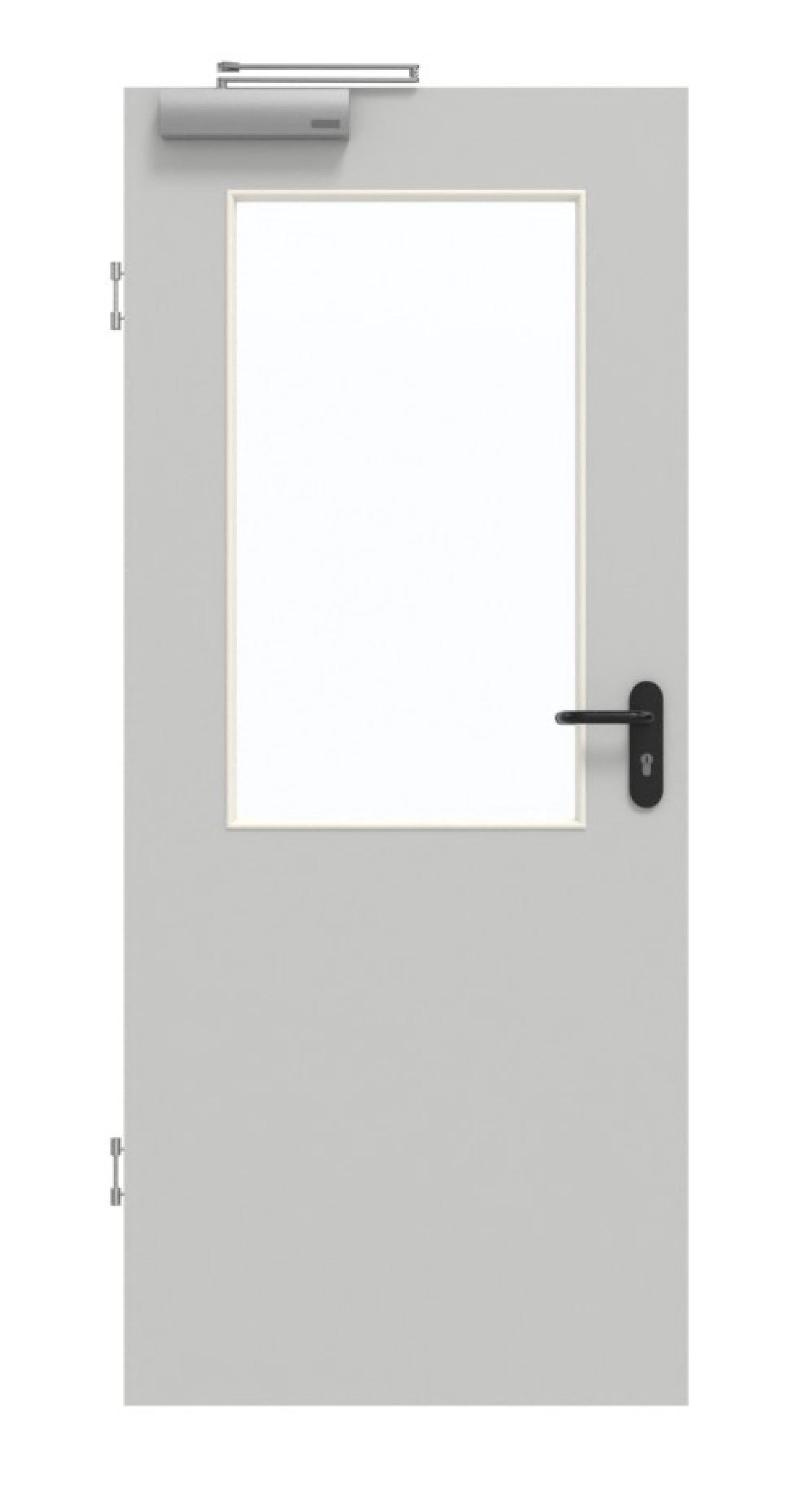 GARANT Rauchschutztür D92-60 Dove Grey Resopal mit Lichtausschnitt LA-6