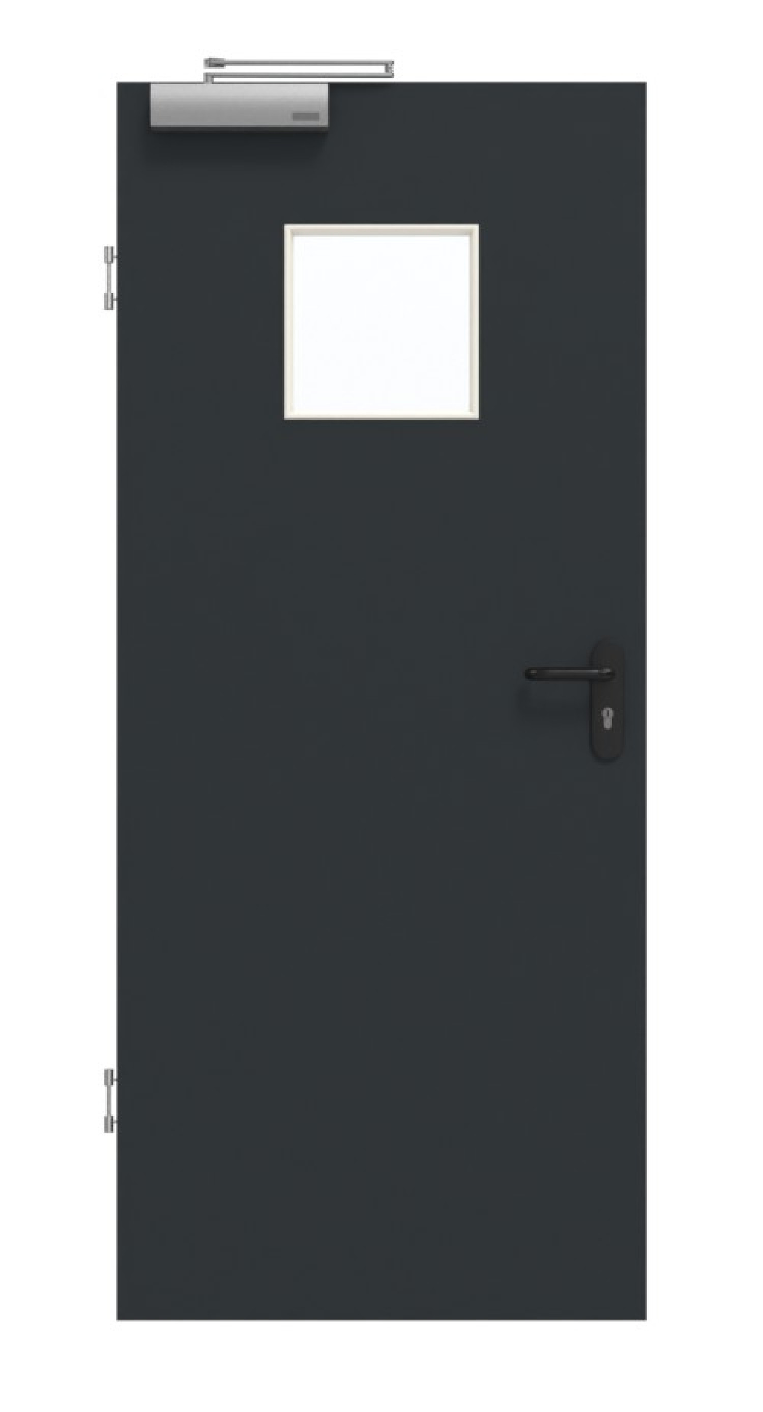 GARANT Rauchschutztür U12000SD Vulkanschwarz GHK08 mit Lichtausschnitt LA-7