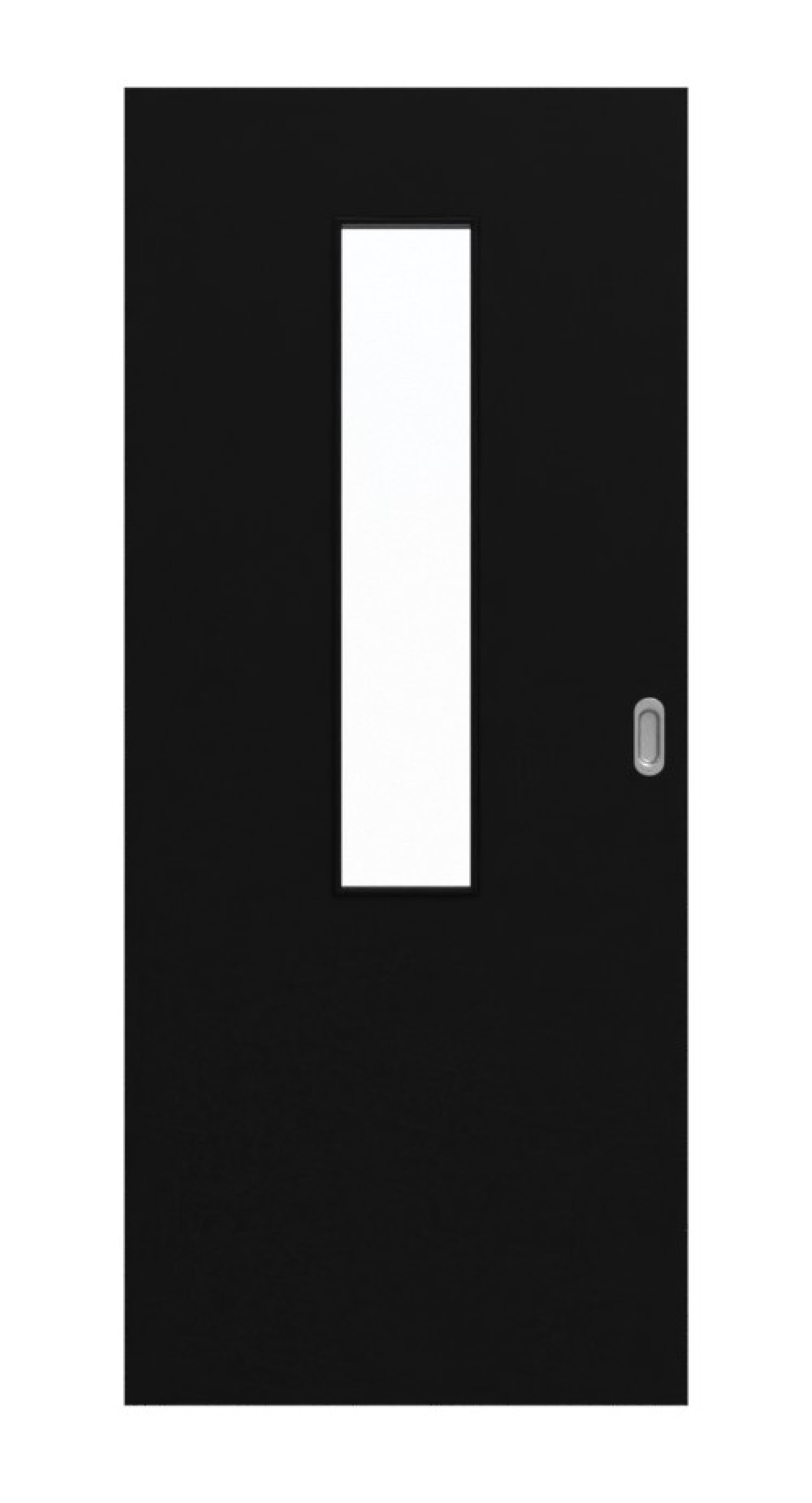 Frontansicht von Schiebetür Schwarz RAL 9005 Lack LA-4 Basic - Huga
