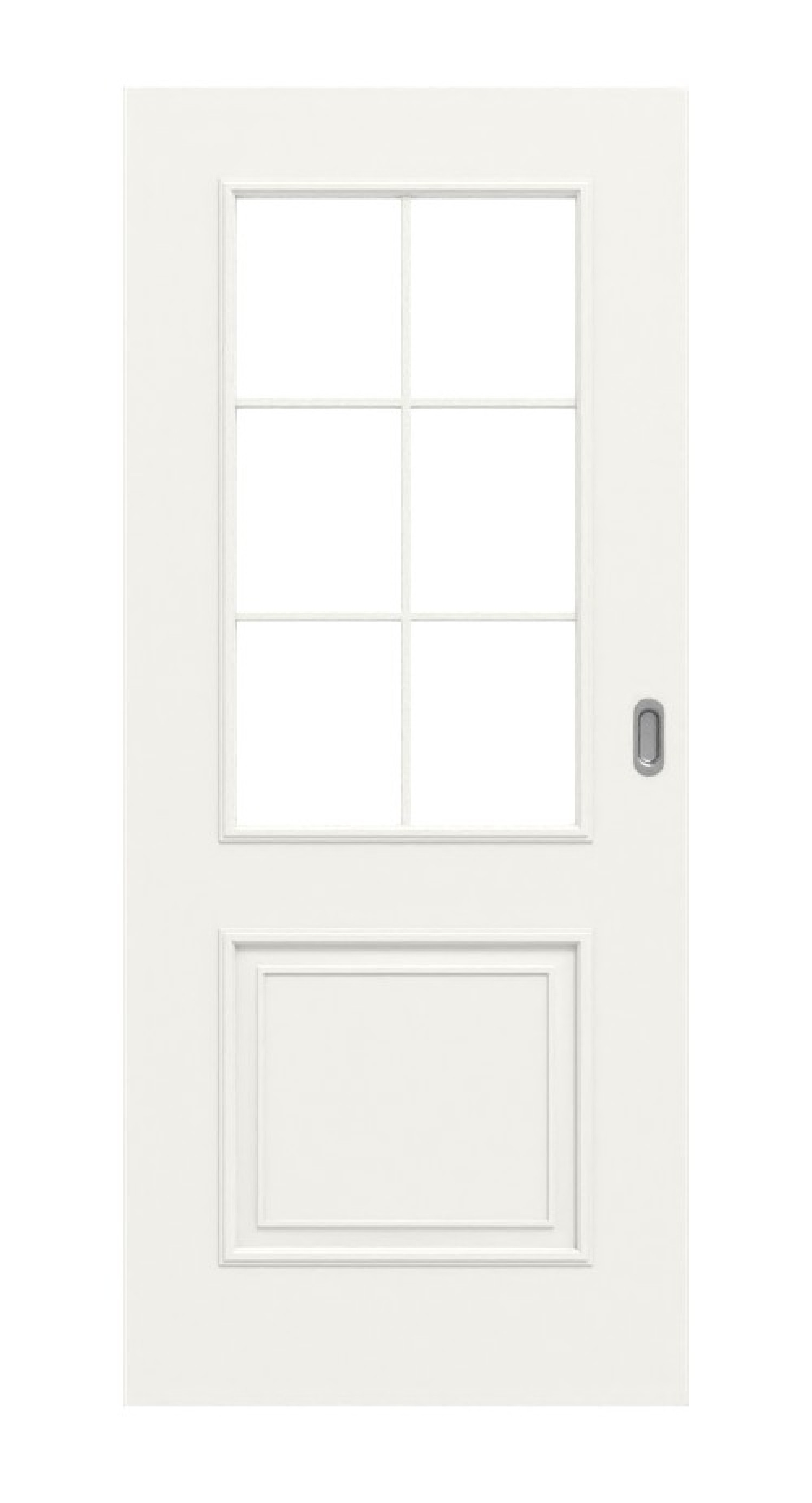 Frontansicht von Landhaus 2 LA Sprosse 2/3 Classic Weißlack Schiebetür - Huga