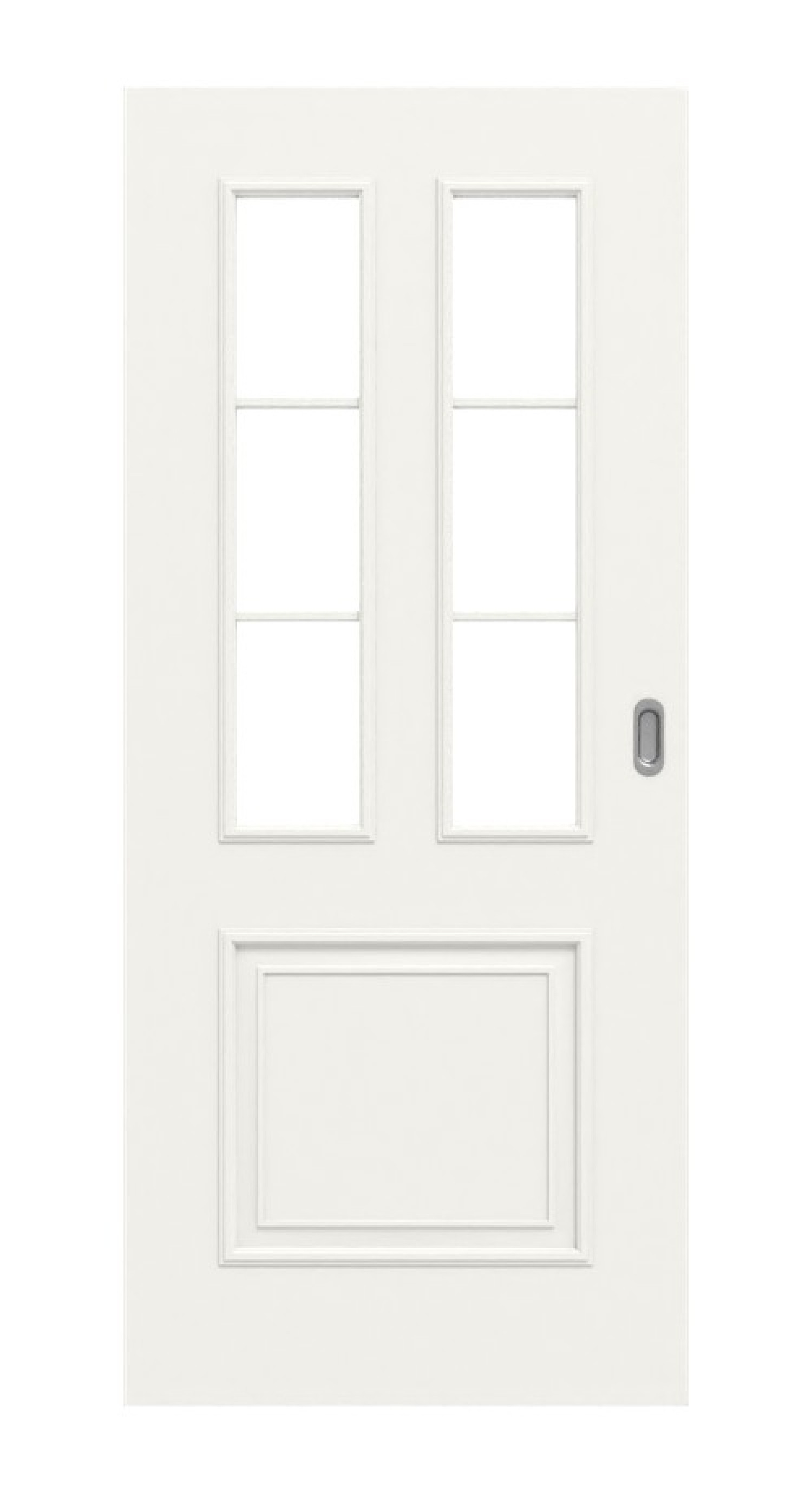 Frontansicht von Landhaus 3 LA Sprosse 1/3 Classic Weißlack Schiebetür - Huga