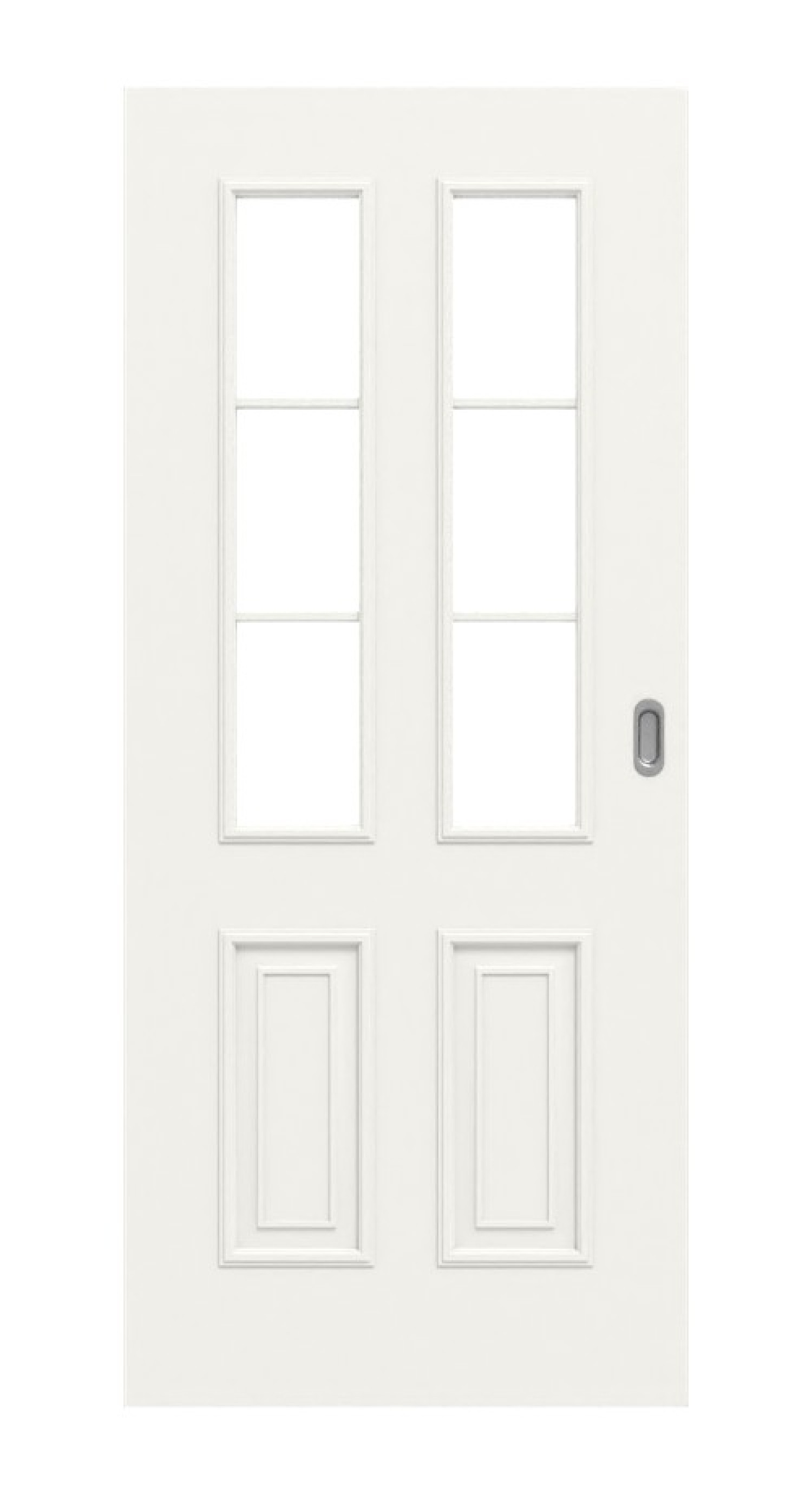 Frontansicht von Landhaus 4 LA Sprosse 1/3 Classic Weißlack Schiebetür - Huga