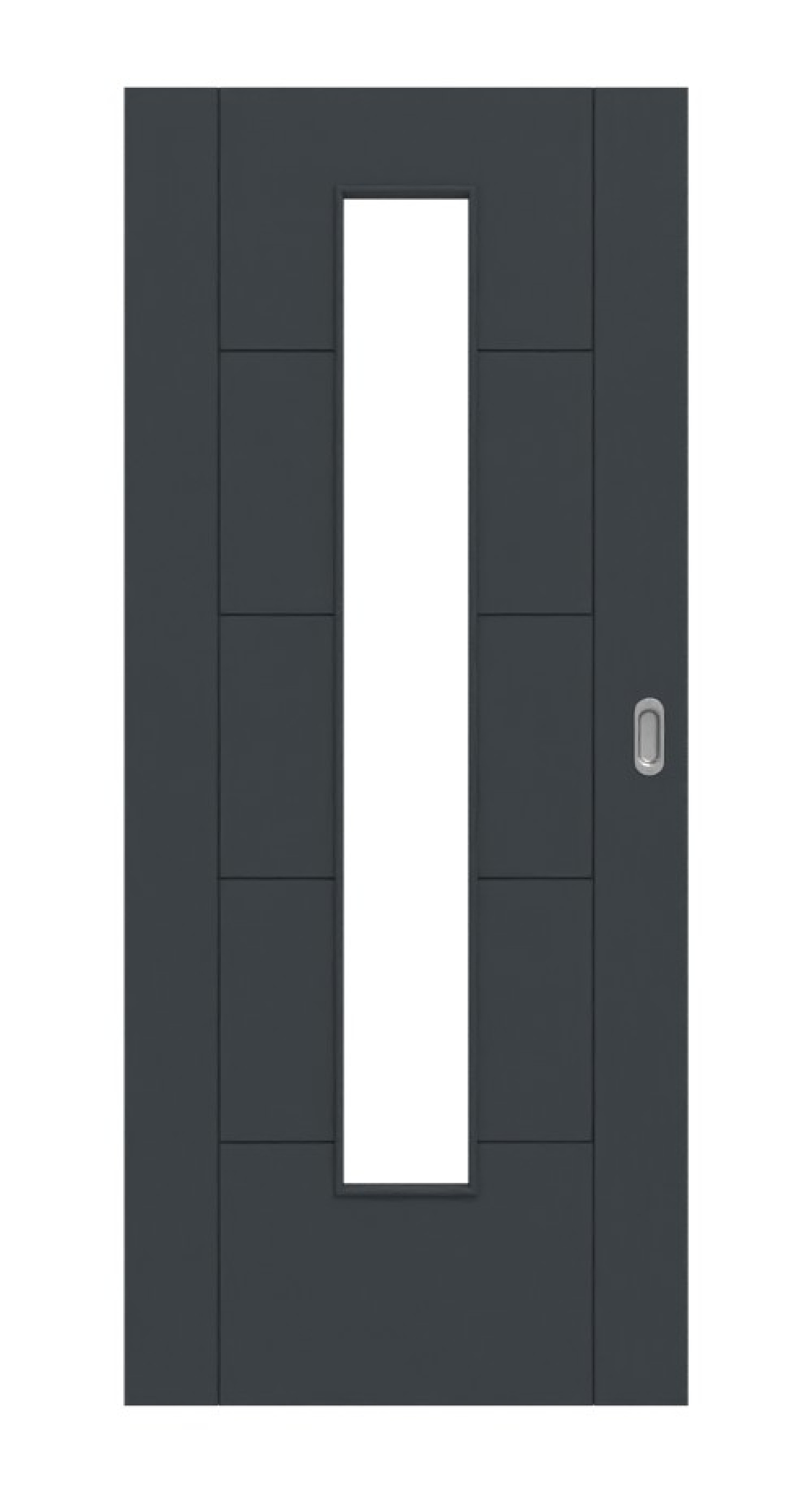 HÖRMANN Schiebetür Groove 13 Anthrazit RAL 7016 Lack DesignLine mit Lichtausschnitt LA 24 mittig