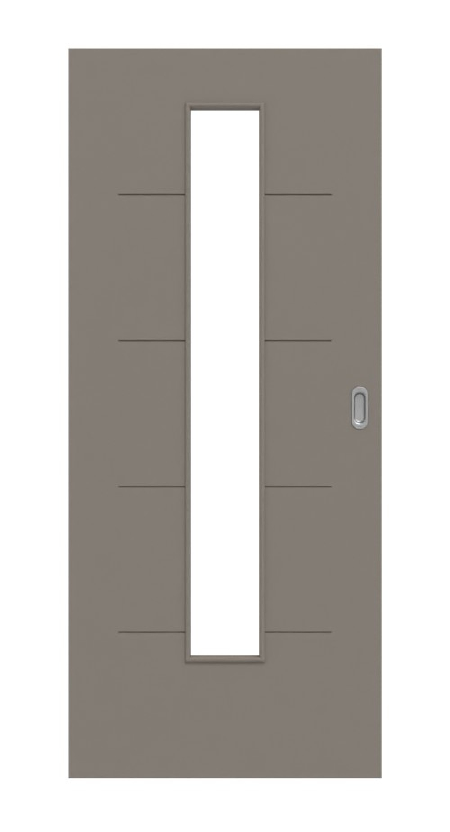 Frontansicht von Signum 14 LA 24 mittig Basic Lack Taupe RAL 7048 Schiebetür - Huga