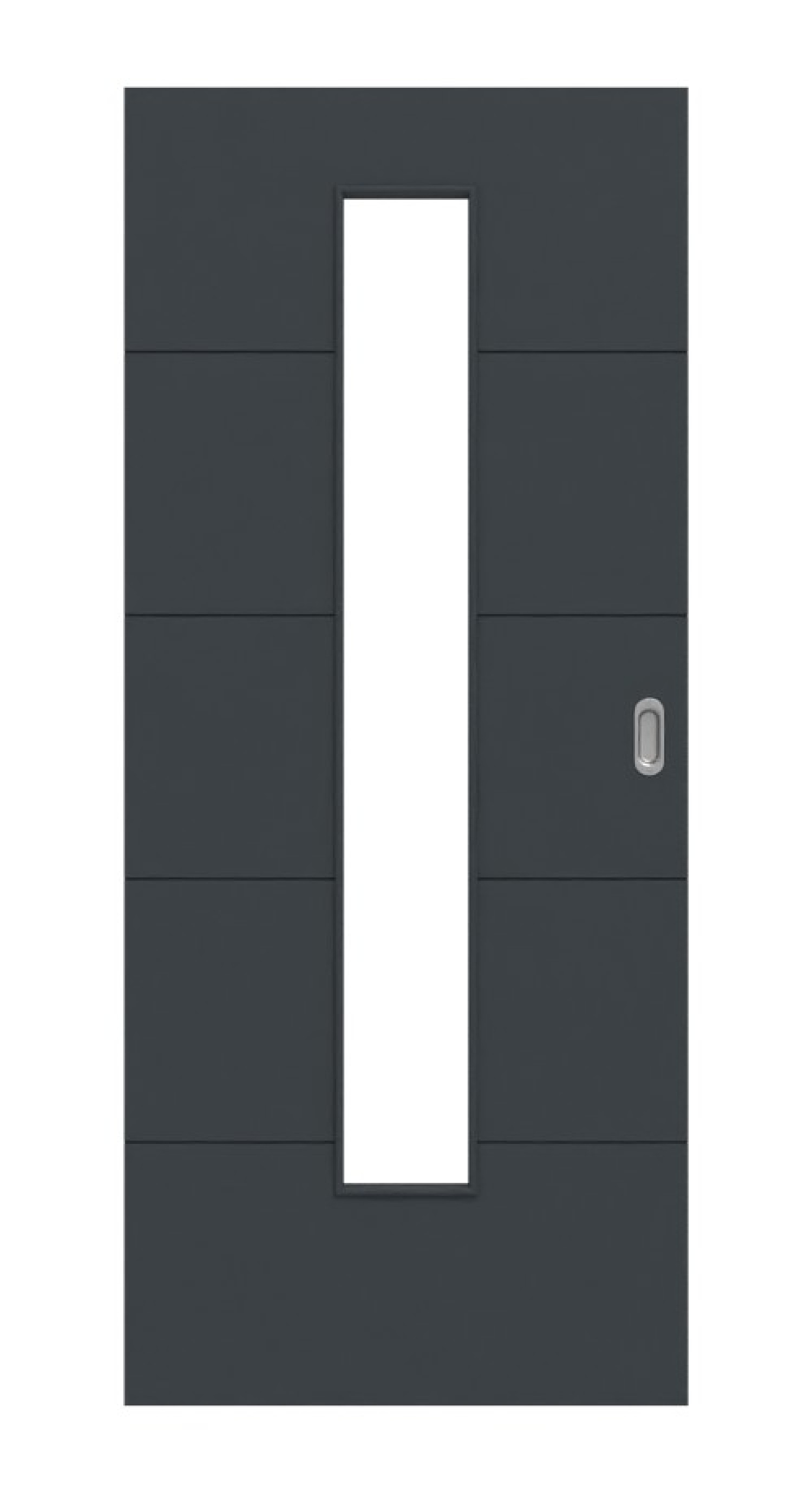 HÖRMANN Schiebetür Groove 15 Anthrazit RAL 7016 Lack DesignLine mit Lichtausschnitt LA 24 mittig