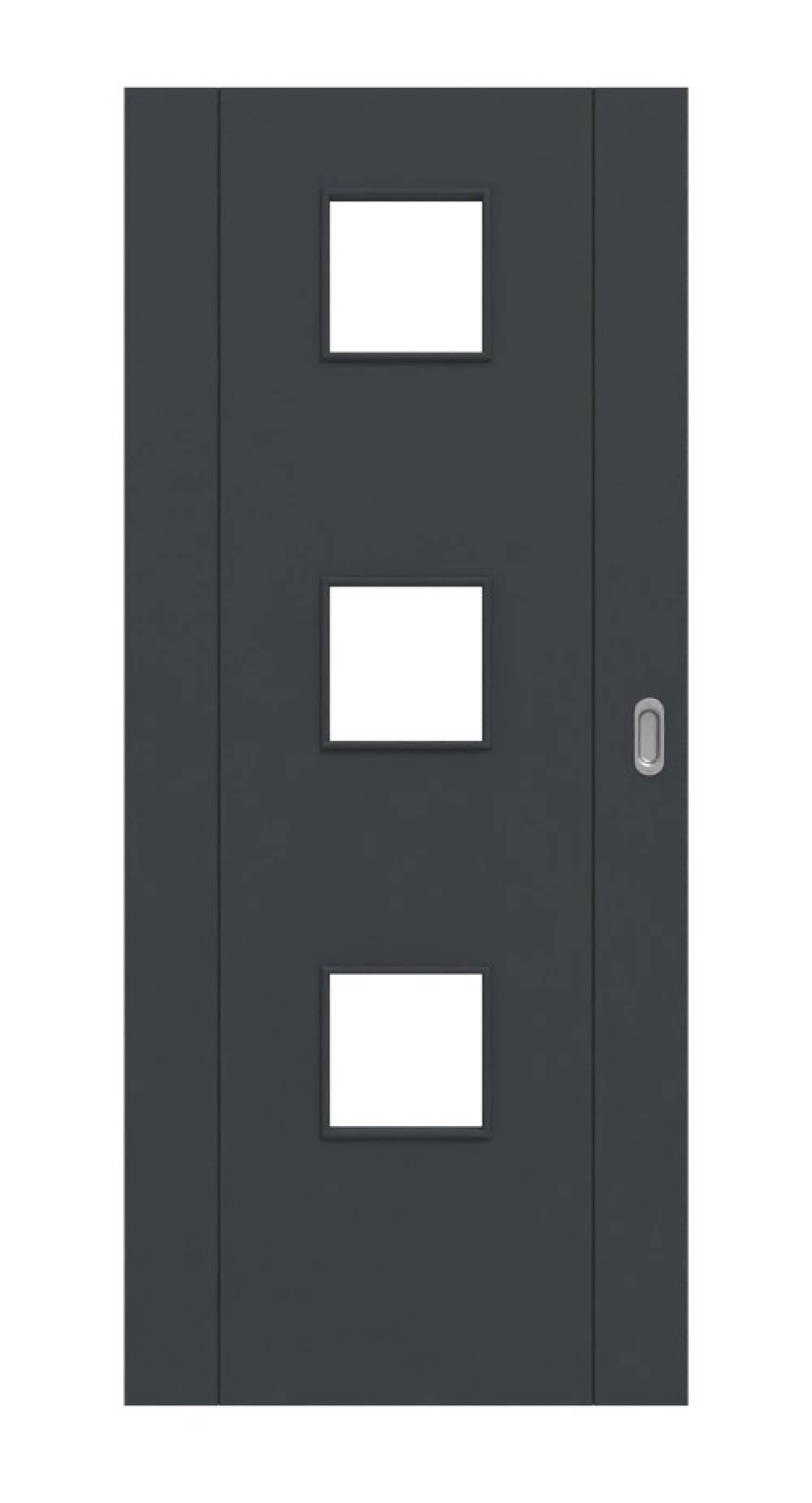 HÖRMANN Schiebetür Groove 16 Anthrazit RAL 7016 Lack DesignLine mit Lichtausschnitt LA 10