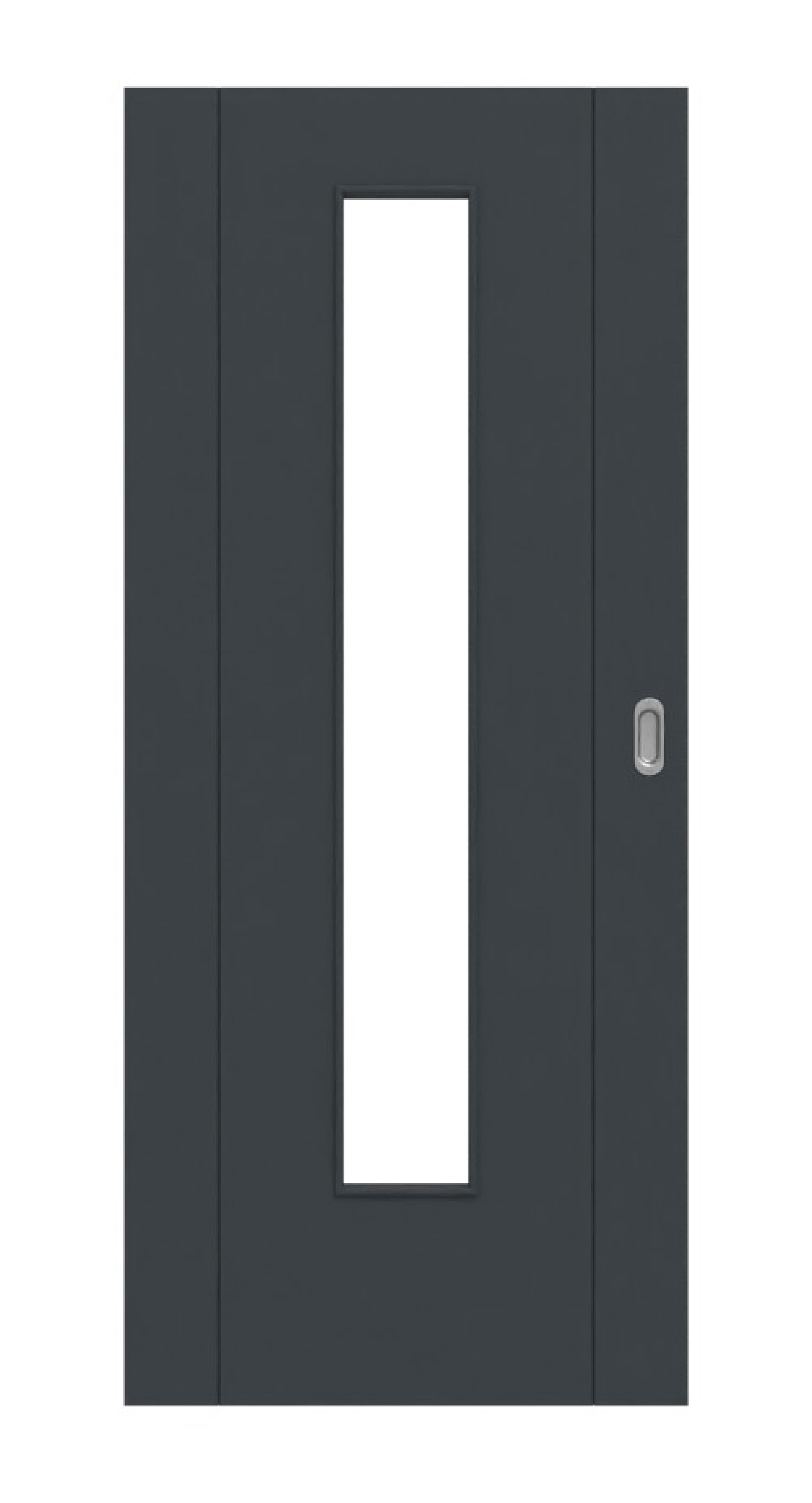 HÖRMANN Schiebetür Groove 16 Anthrazit RAL 7016 Lack DesignLine mit Lichtausschnitt LA 24 mittig