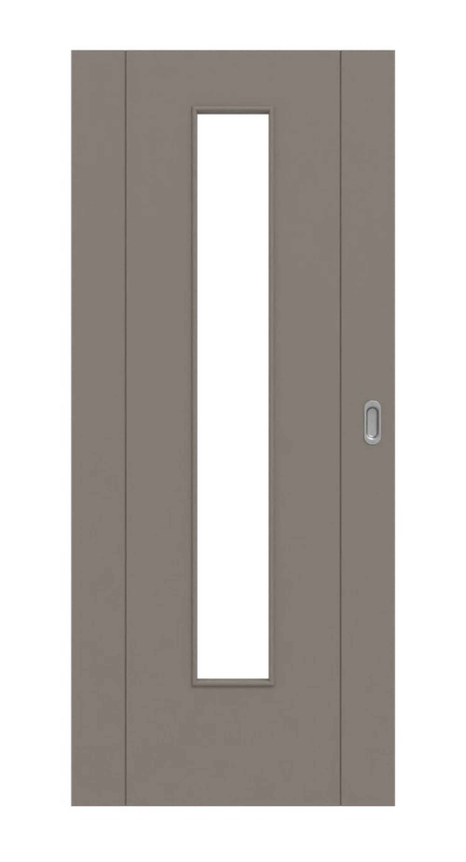 Frontansicht von Signum 16 LA 24 mittig Basic Lack Taupe RAL 7048 Schiebetür - Huga