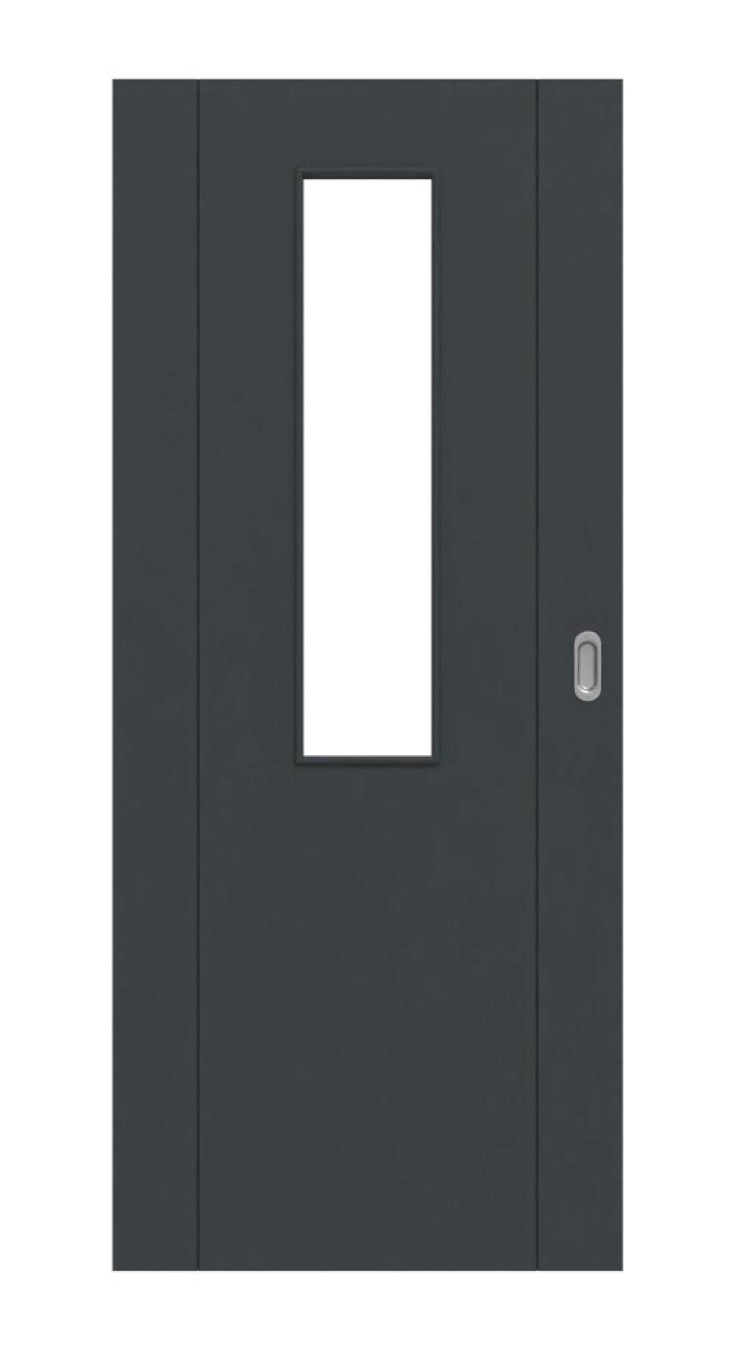 Frontansicht von Groove 16 LA 4 mittig DesignLine Lack Anthrazit RAL 7016 Schiebetür - Hörmann