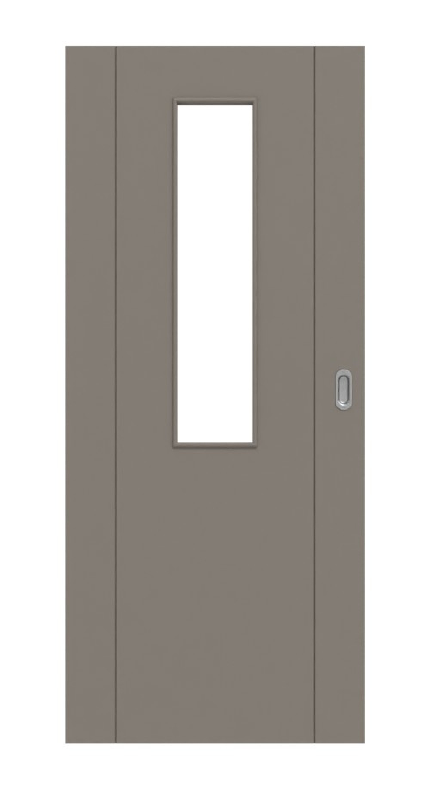 Frontansicht von Signum 16 LA 4 mittig Basic Lack Taupe RAL 7048 Schiebetür - Huga