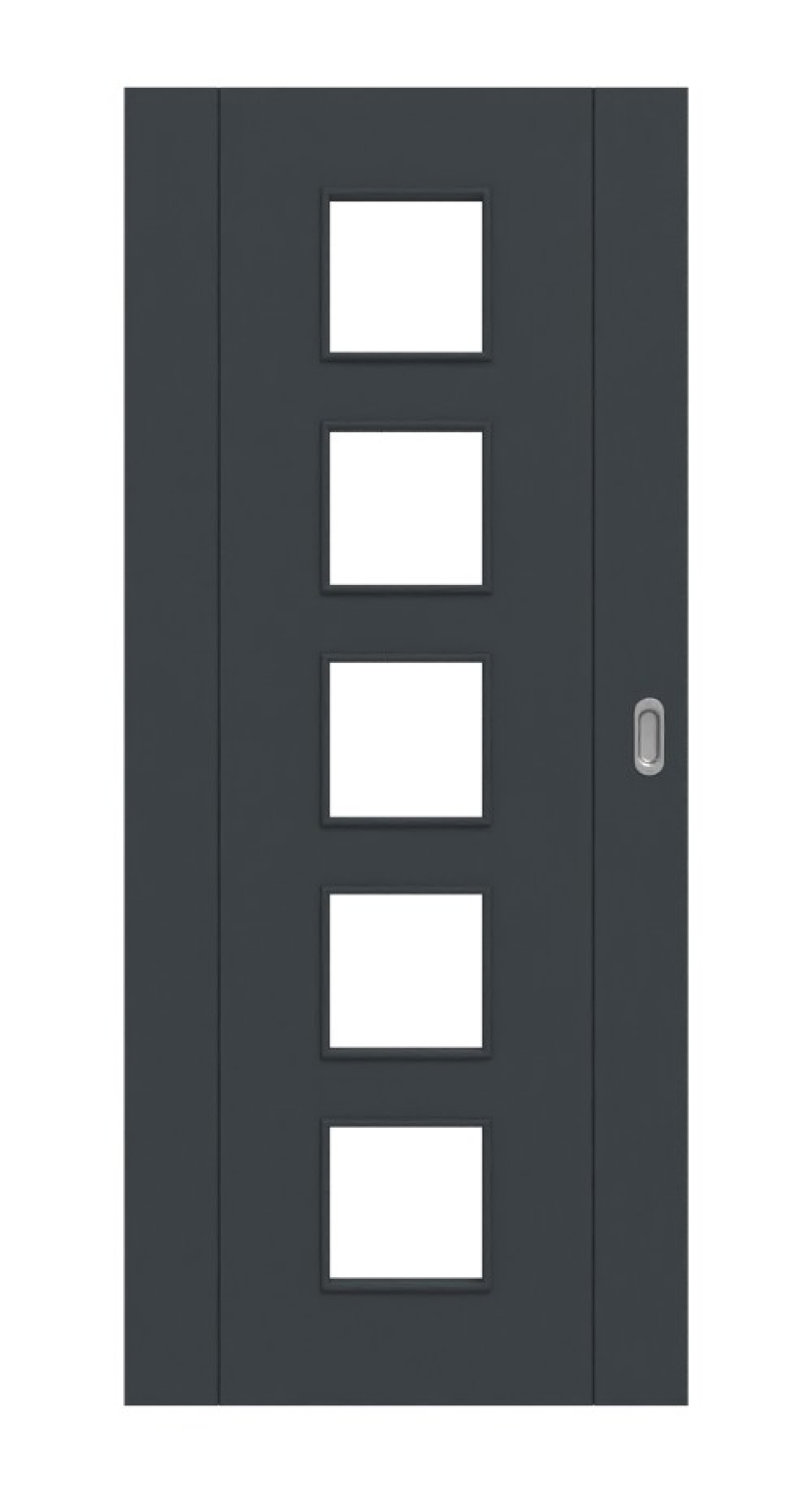 HÖRMANN Schiebetür Groove 16 Anthrazit RAL 7016 Lack DesignLine mit Lichtausschnitt LA 5