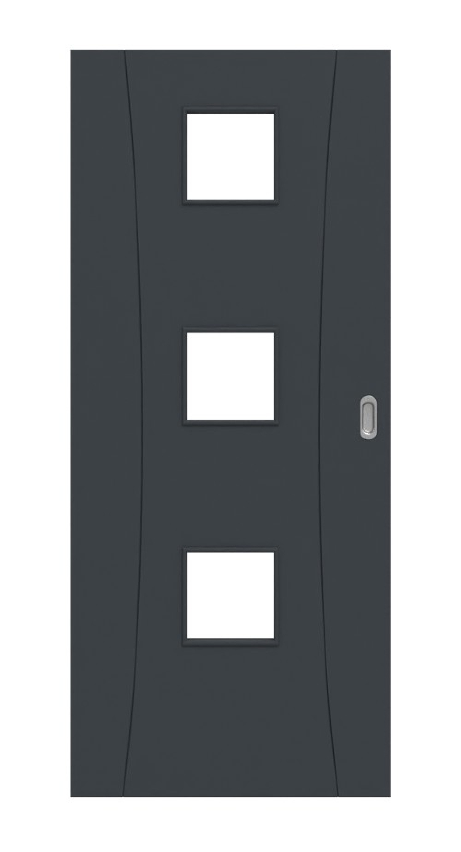 Frontansicht von Groove 20 LA 10 DesignLine Lack Anthrazit RAL 7016 Schiebetür - Hörmann