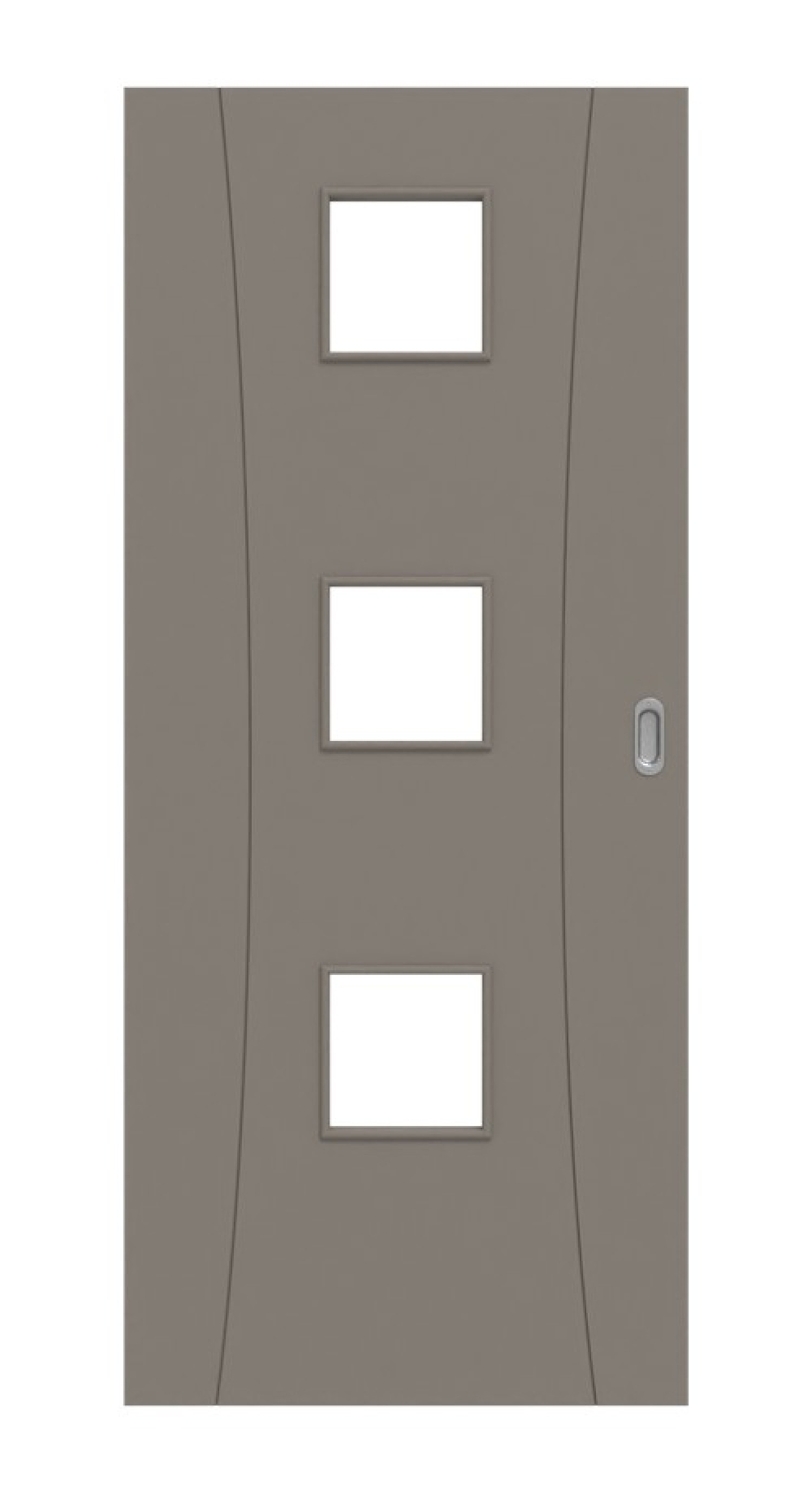 Frontansicht von Groove 20 LA 10 DesignLine Lack Taupe RAL 7048 Schiebetür - Hörmann