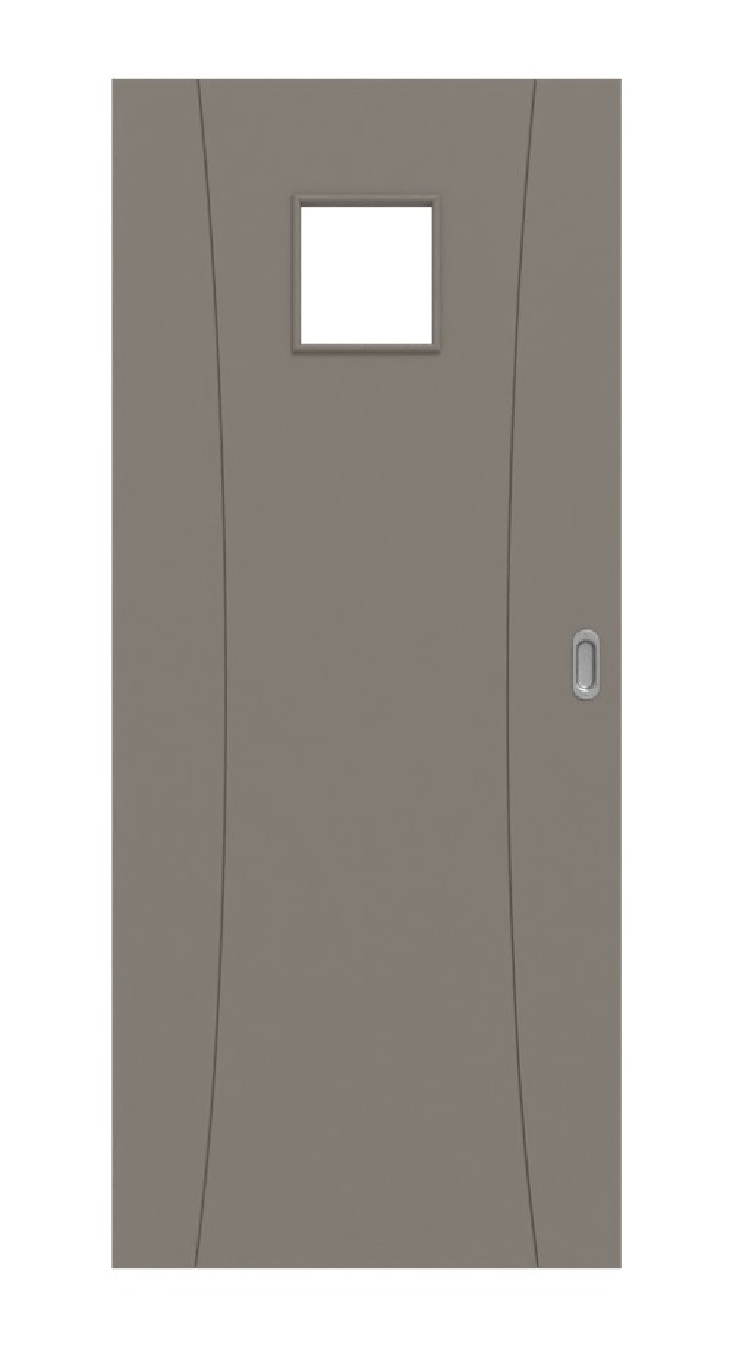Frontansicht von Groove 20 LA 14 DesignLine Lack Taupe RAL 7048 Schiebetür - Hörmann