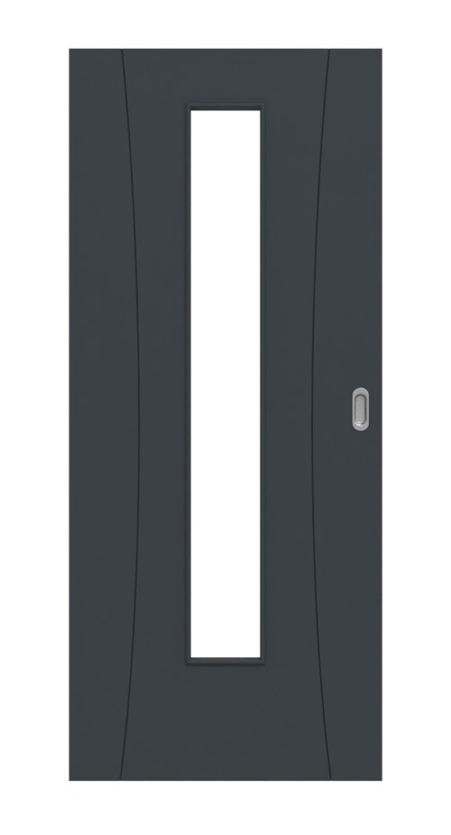 Frontansicht von Groove 20 LA 24 mittig DesignLine Lack Anthrazit RAL 7016 Schiebetür - Hörmann