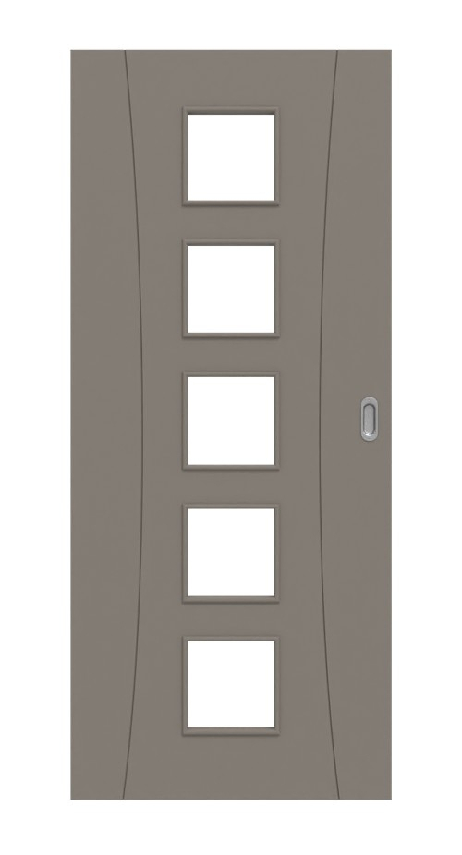 Frontansicht von Groove 20 LA 5 DesignLine Lack Taupe RAL 7048 Schiebetür - Hörmann