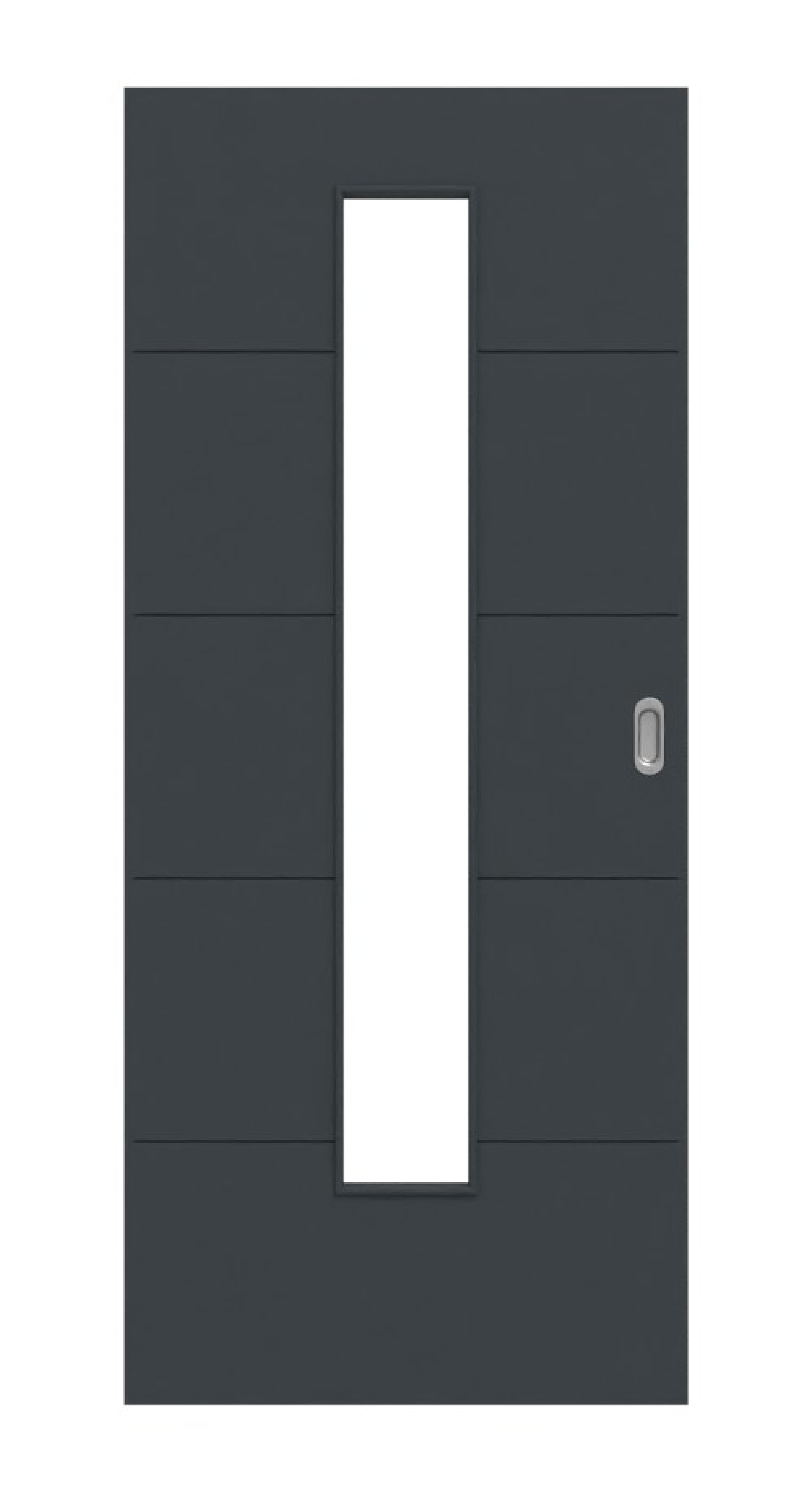 HÖRMANN Schiebetür Groove 27 Anthrazit RAL 7016 Lack DesignLine mit Lichtausschnitt LA 24 mittig