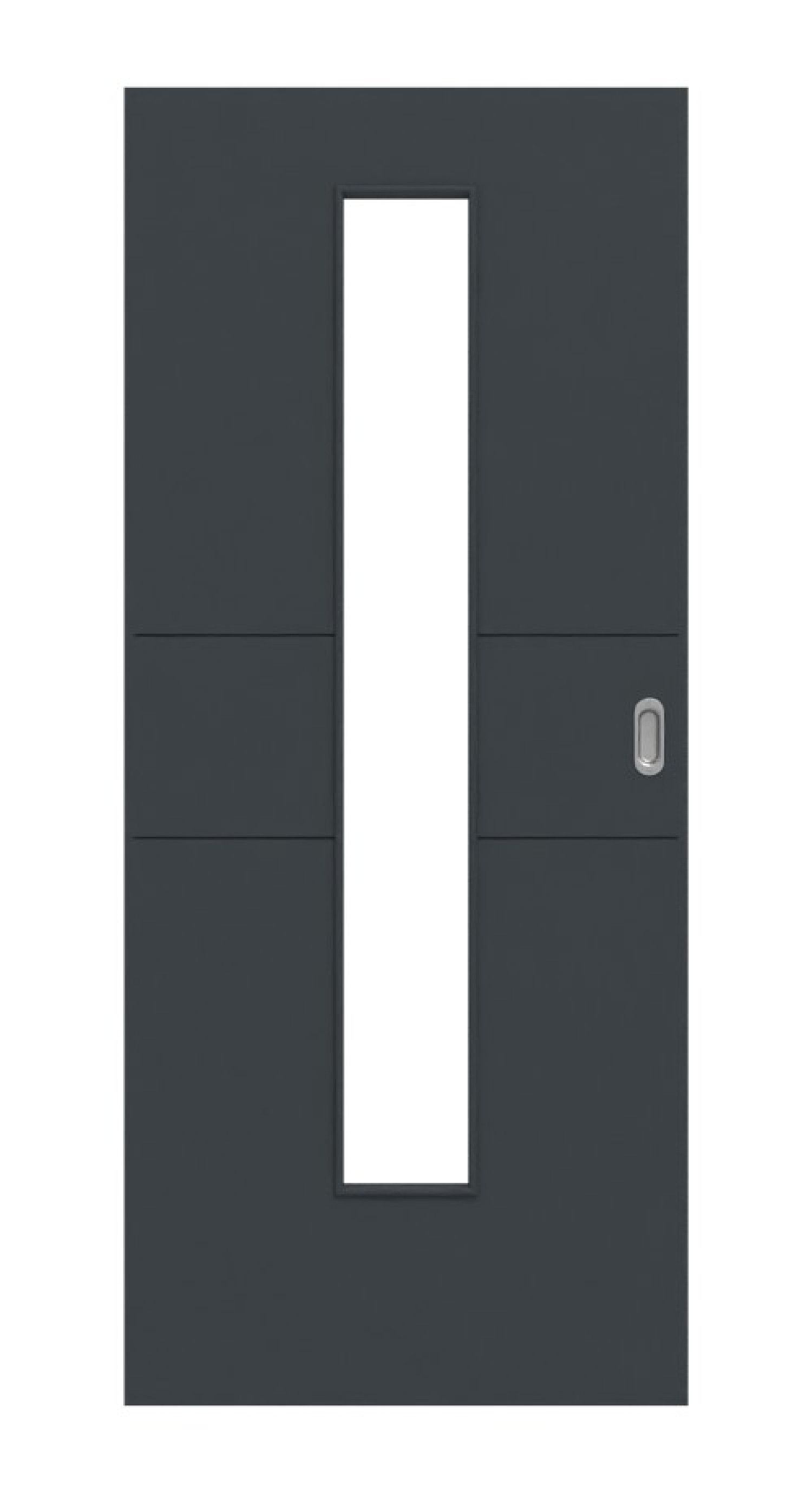 HÖRMANN Schiebetür Groove 29 Anthrazit RAL 7016 Lack DesignLine mit Lichtausschnitt LA 24 mittig