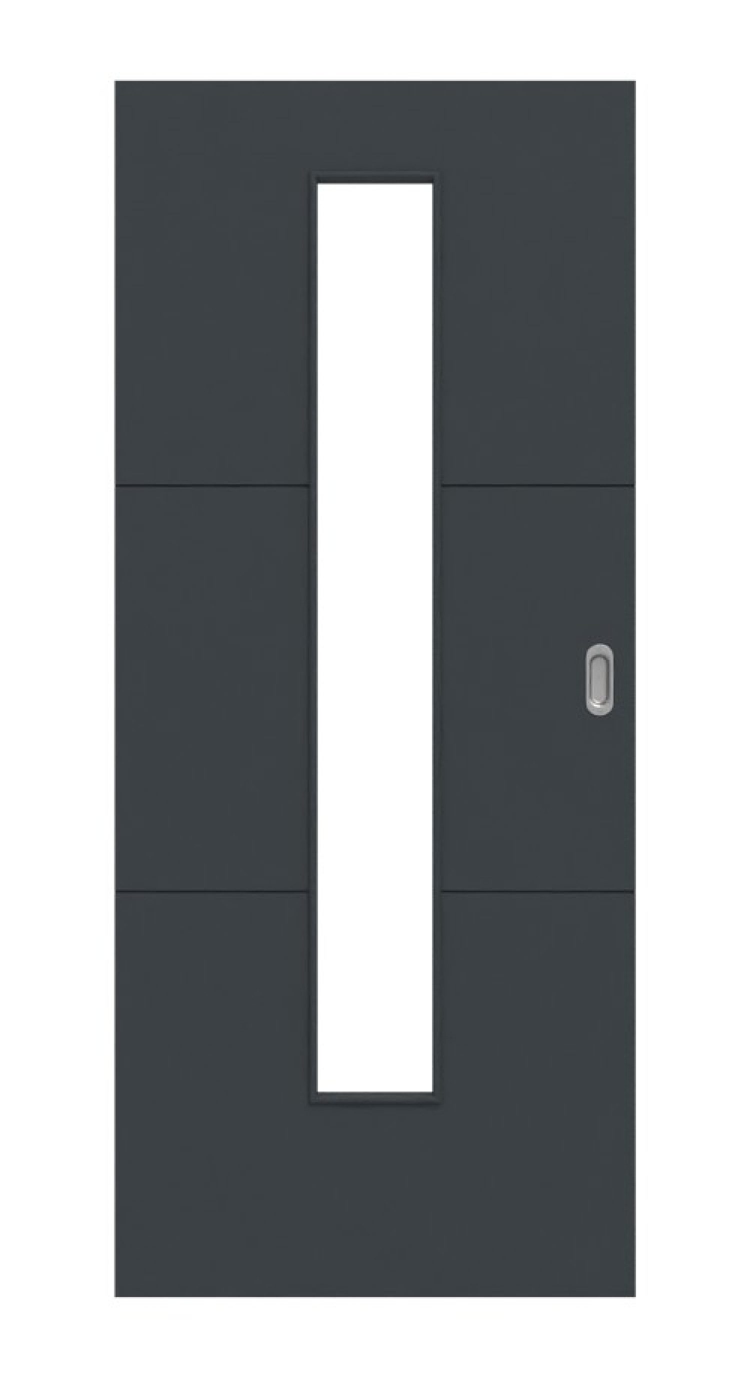 HÖRMANN Schiebetür Groove 31 Anthrazit RAL 7016 Lack DesignLine mit Lichtausschnitt LA 24 mittig