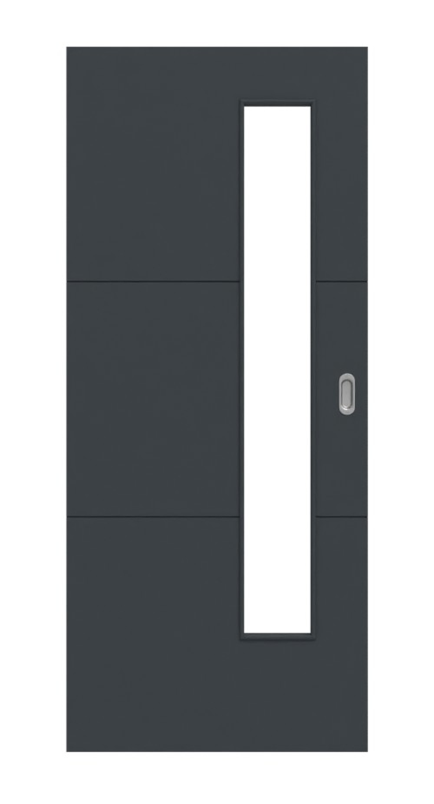 HÖRMANN Schiebetür Groove 31 Anthrazit RAL 7016 Lack DesignLine mit Lichtausschnitt LA 24 schlossseitig