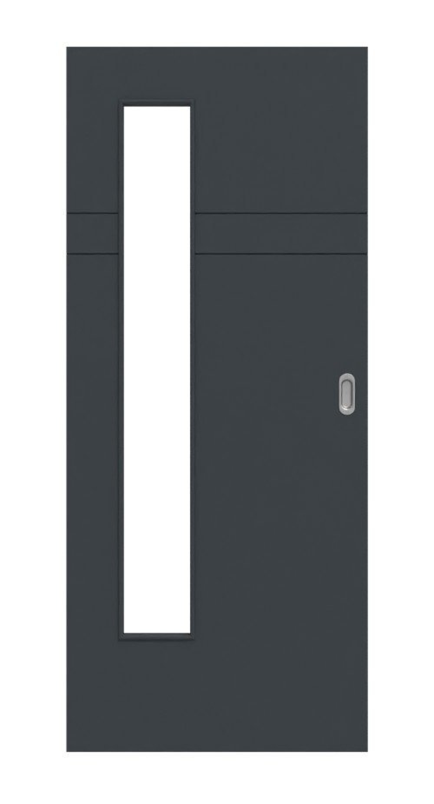 Frontansicht von Signum 78 LA 24 bandseitig Basic Lack Anthrazit RAL 7016 Schiebetür - Huga