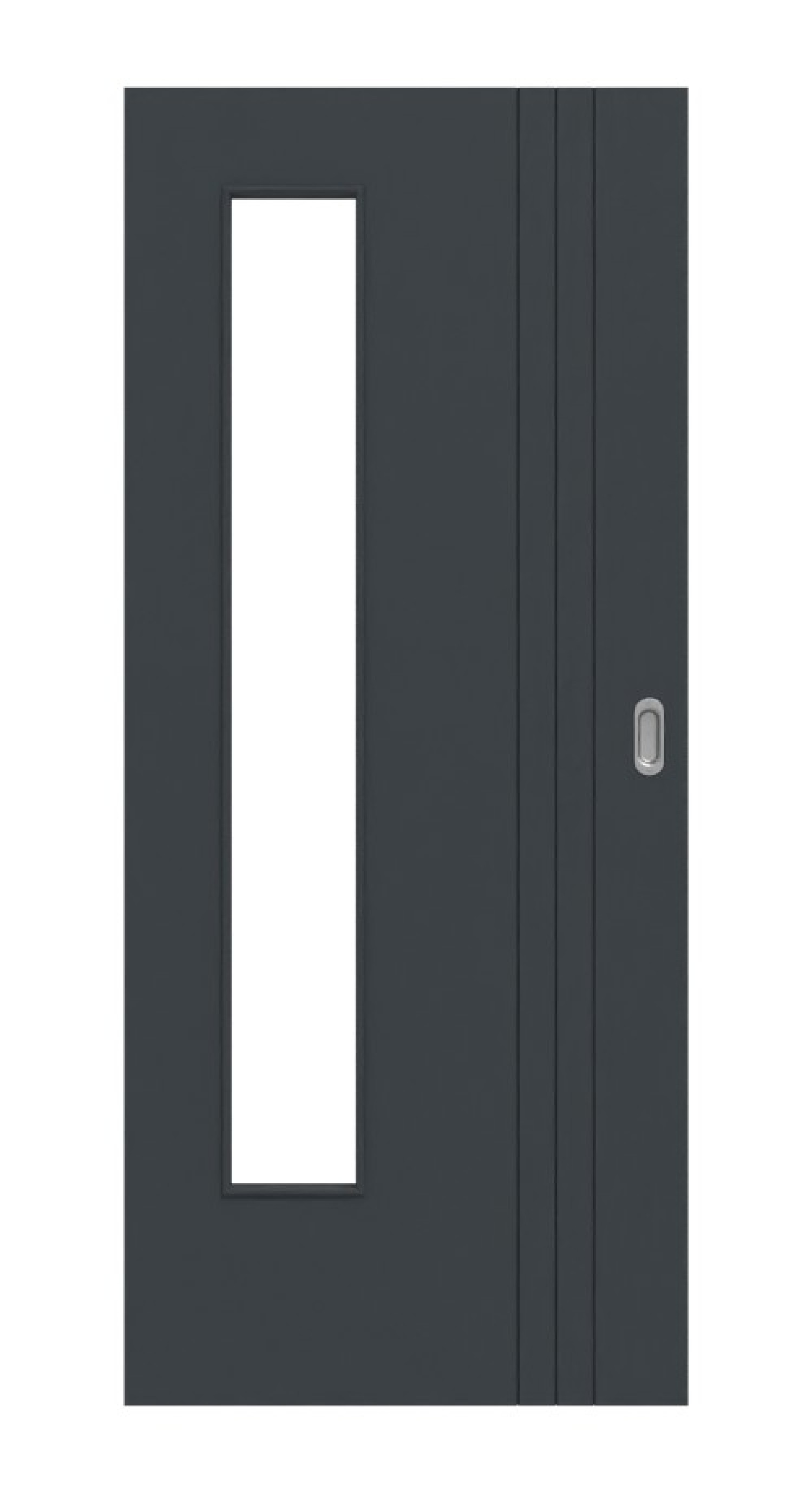 HÖRMANN Schiebetür Groove 85 Anthrazit RAL 7016 Lack DesignLine mit Lichtausschnitt LA 24 bandseitig
