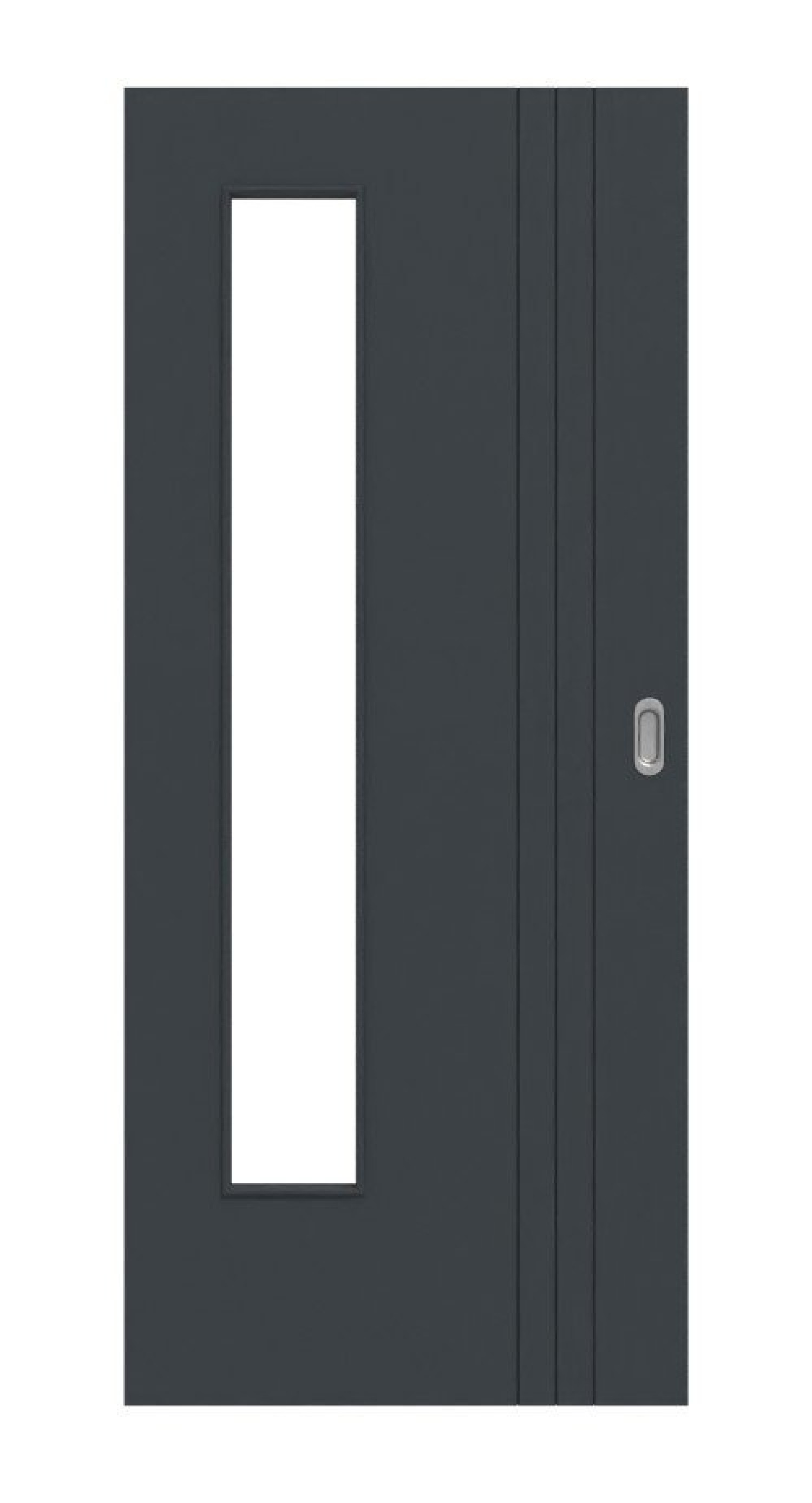 Frontansicht von Signum 85 LA 24 bandseitig Basic Lack Anthrazit RAL 7016 Schiebetür - Huga
