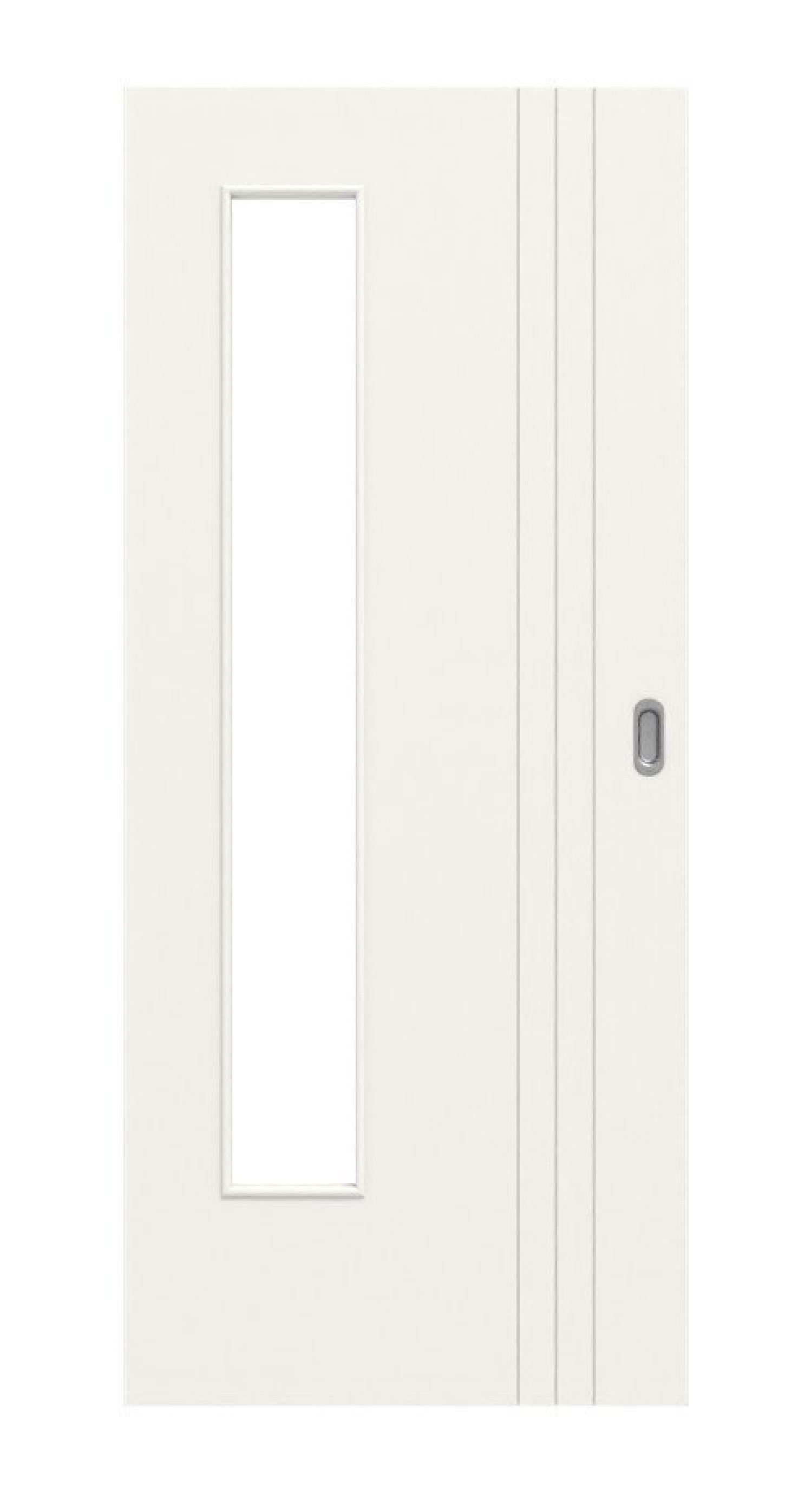 Frontansicht von Signum 85 LA 24 bandseitig Basic Lack Verkehrsweiß RAL 9016 Schiebetür - Huga