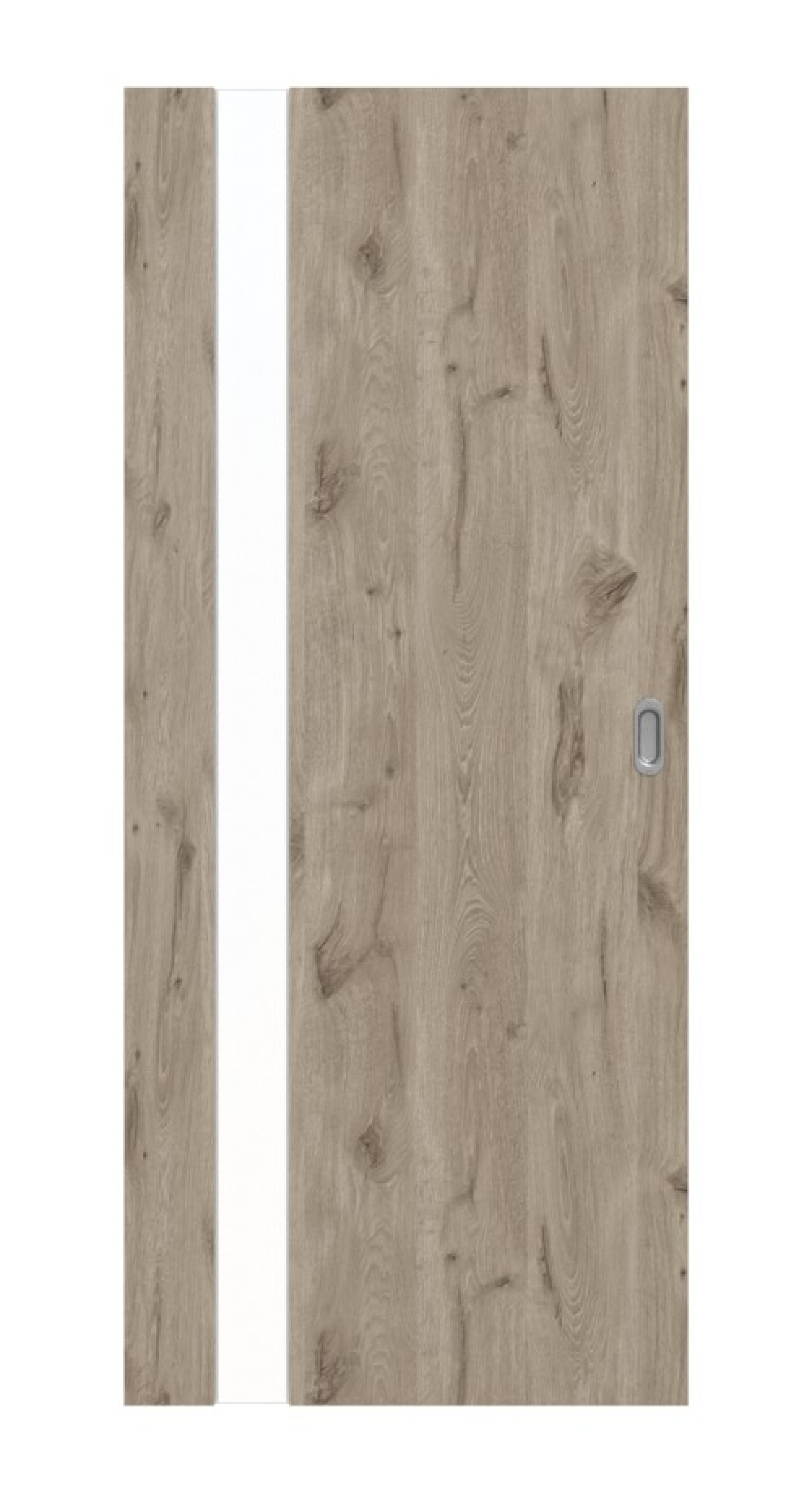 HÖRMANN Schiebetür Pure 1 Nordeiche Duradecor DesignLine mit Lichtausschnitt Bandseite