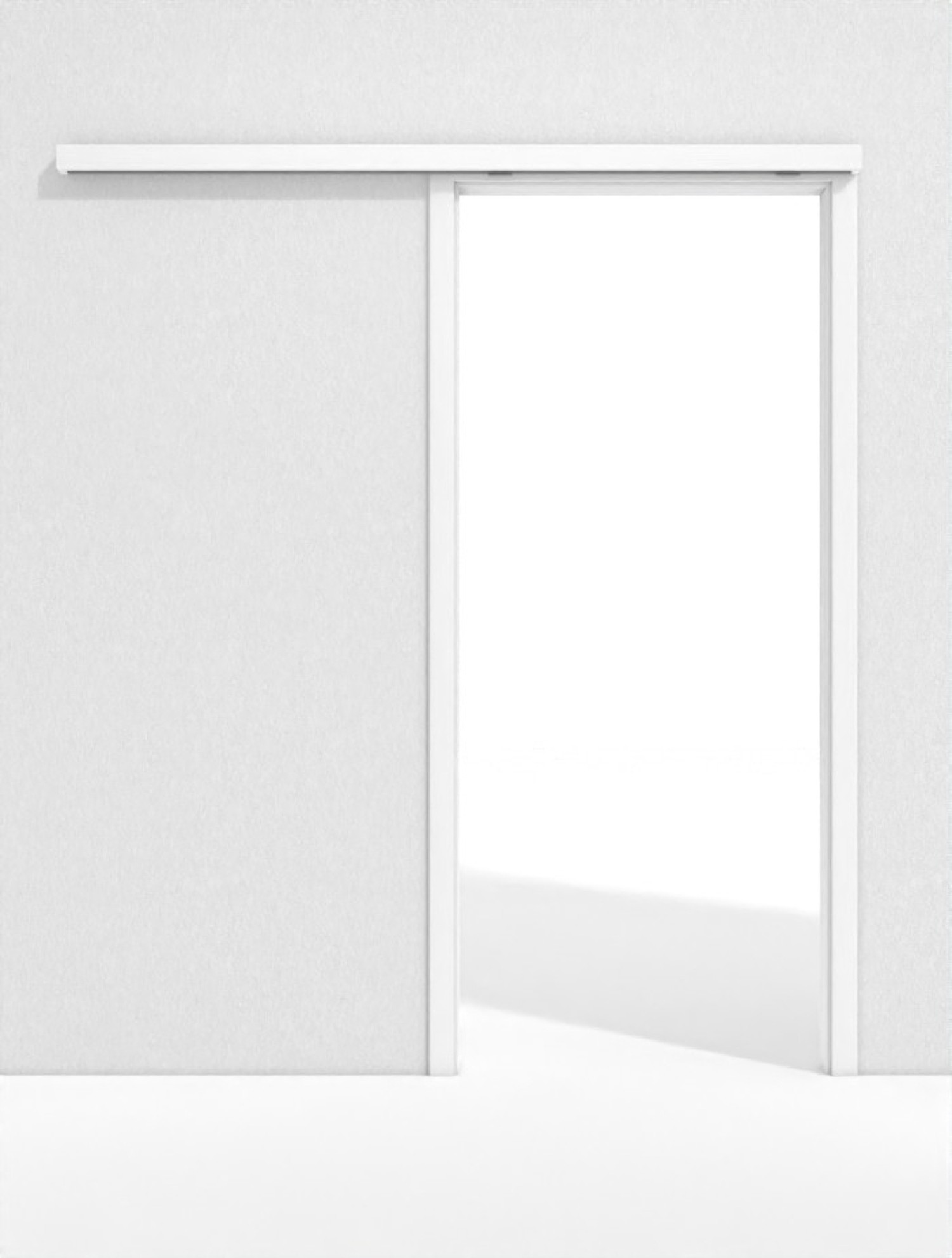 Frontbild von Schiebetürsystem PortaLit Esche Weiß Pore ES242 vor der Wand laufend mit Zarge - Westag & Getalit