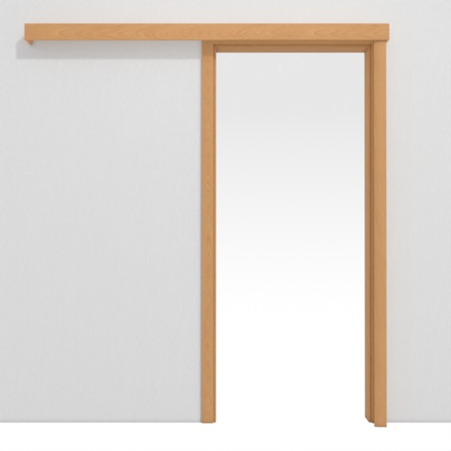 Schiebetürsystem Basic Buche Dekorfolie vor der Wand laufend mit Zarge