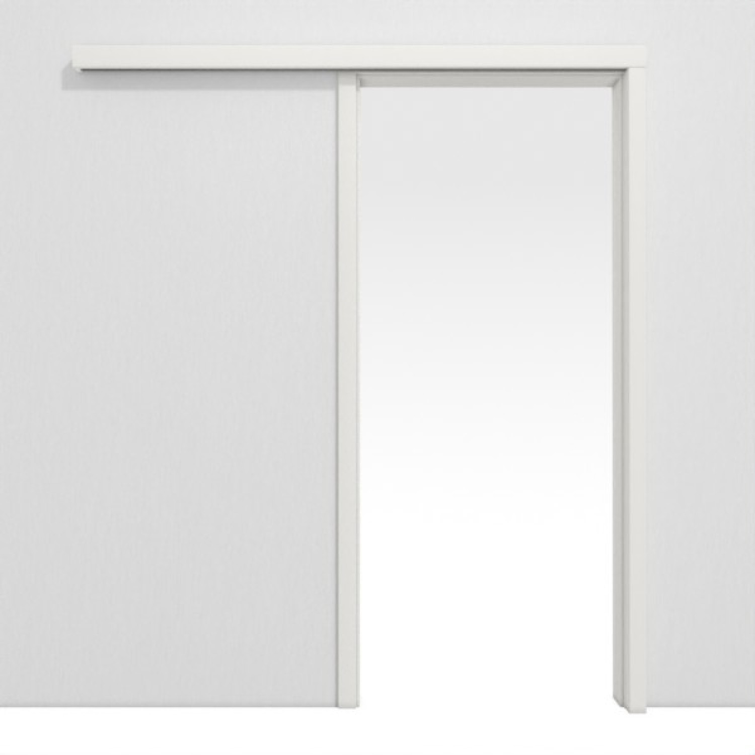 LEBO Schiebetürsystem vor der Wand laufend Ultramatt Weiß ähnl. RAL 9016 Versio inkl. Zarge