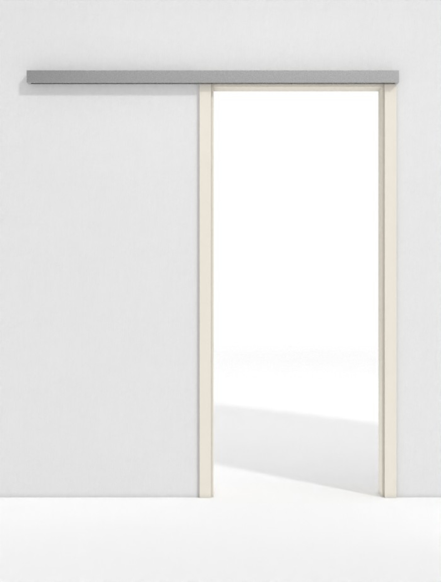 Frontansicht von GARANT Line-Schiebetürsystem vor der Wand laufend 0140-60 Dawn Resopal