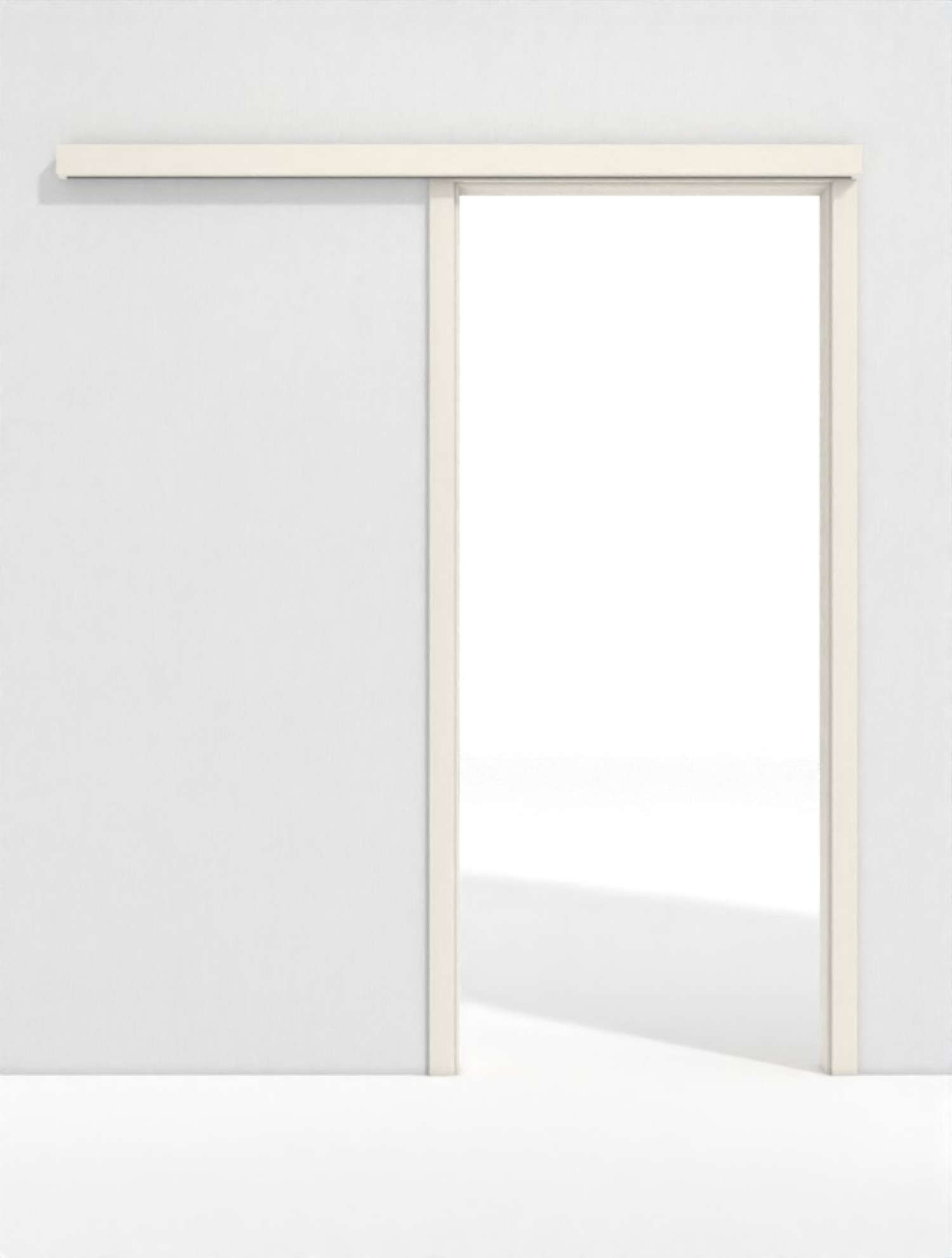 Frontbild von Schiebetürsystem PortaLit Klassik Weiß A223 vor der Wand laufend mit Zarge - Westag