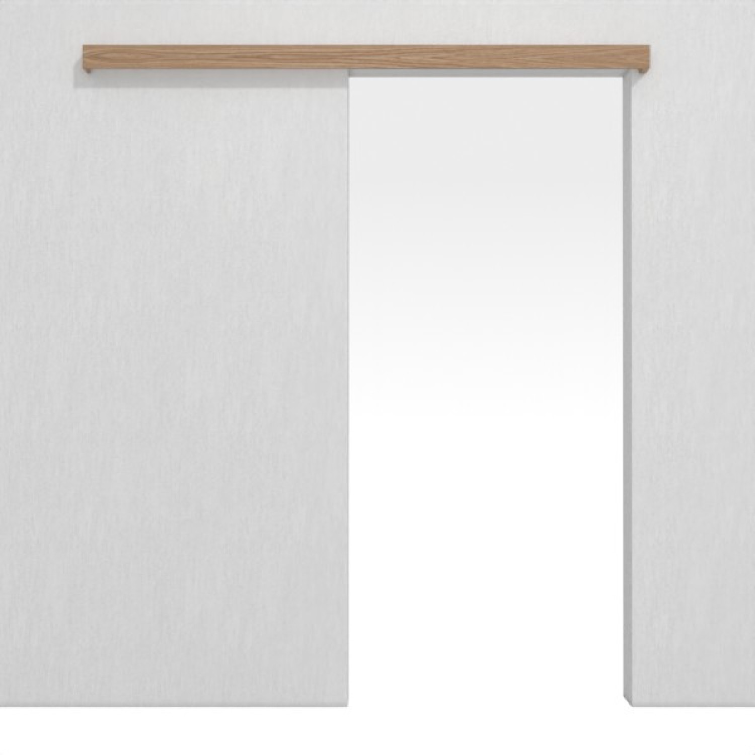 LEBO Schiebetürsystem vor der Wand laufend Weißeiche Matt Furnier ohne Zarge