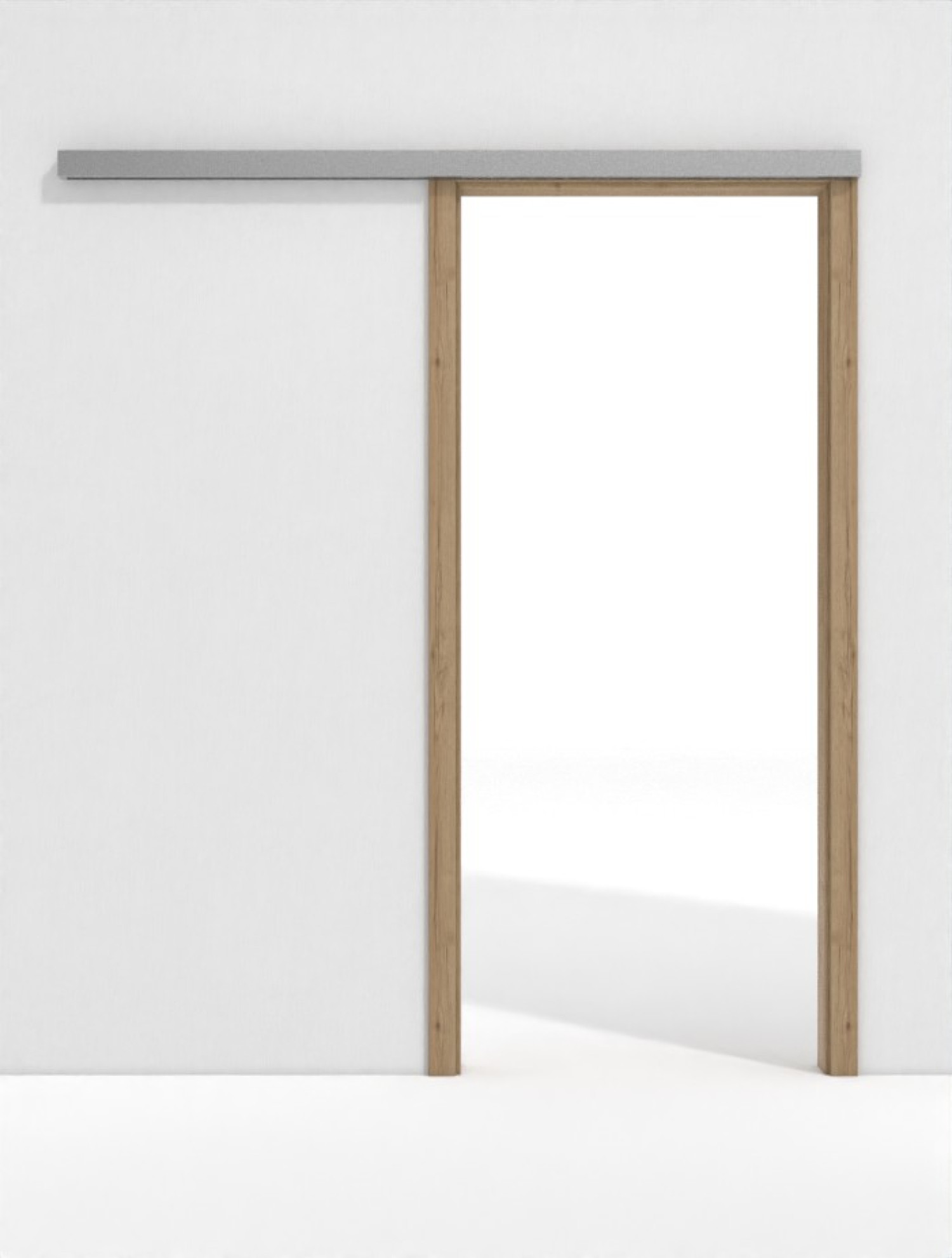 Frontansicht von GARANT Line-Schiebetürsystem vor der Wand laufend Authentic Risseiche CePaL