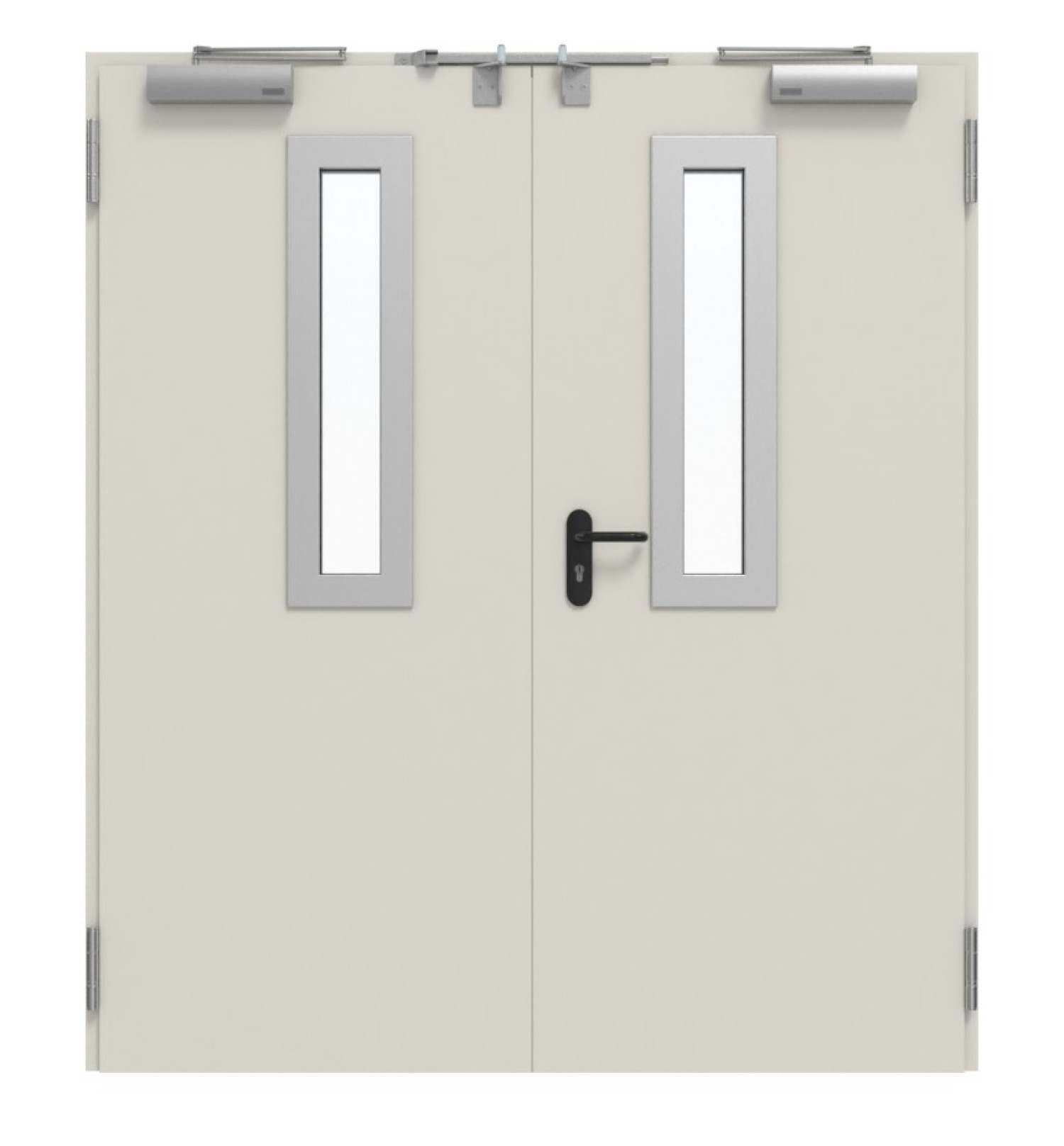 TECKENTRUP Außentür-Set 2-flg. Stahl mit Feuerschutzfunktion EI2 90-C5-SA 62-2 mit Rechteckverglasung Ausschnitt 1 inkl. Eckzarge