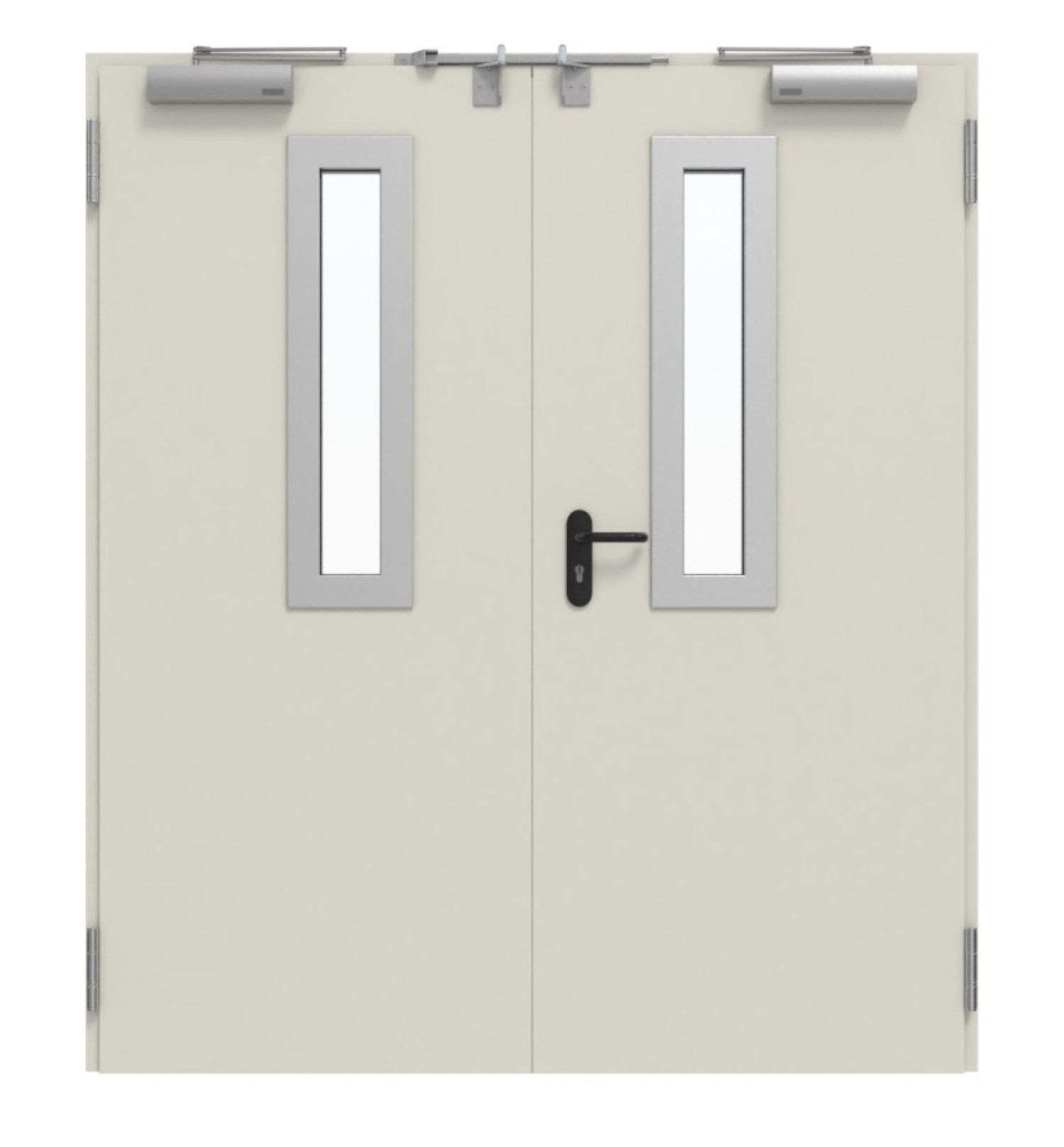 TECKENTRUP Außentür-Set 2-flg. Stahl mit Feuerschutzfunktion EI2 90-C5-SA 62-2 mit Rechteckverglasung Ausschnitt 1 inkl. Eck- und Ergänzungszarge