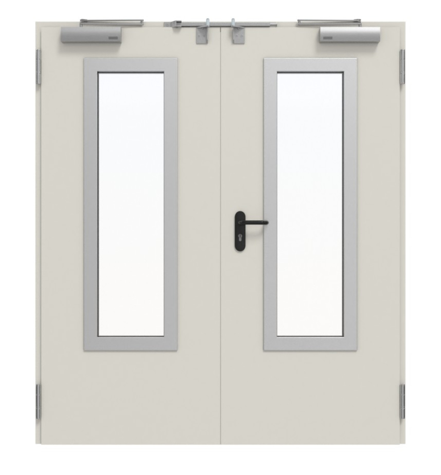 TECKENTRUP Außentür-Set 2-flg. Stahl mit Feuerschutzfunktion EI2 90-C5-SA 62-2 mit Rechteckverglasung Ausschnitt 3 inkl. Eckzarge