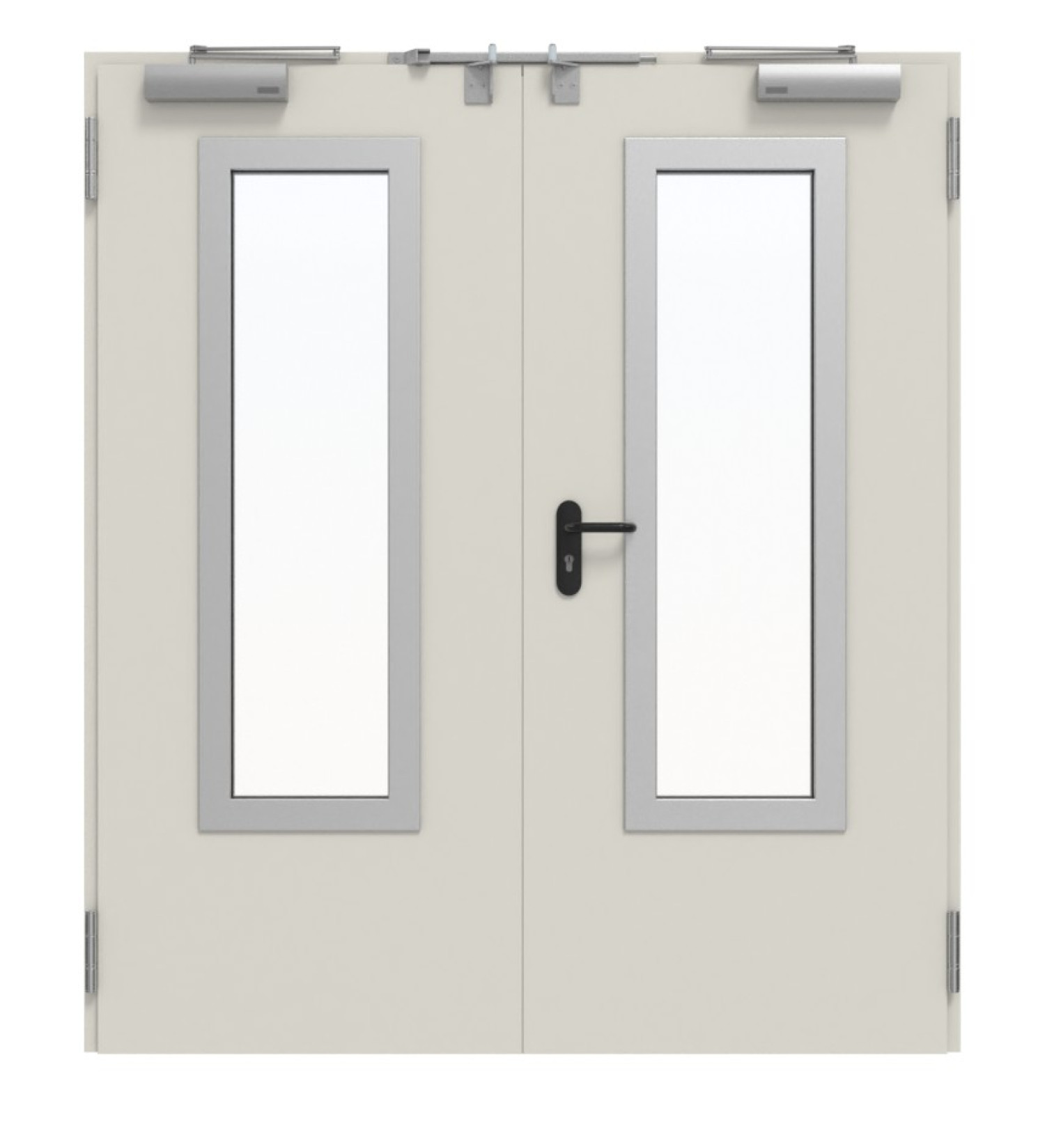 TECKENTRUP Außentür-Set 2-flg. Stahl mit Feuerschutzfunktion EI2 90-C5-SA 62-2 mit Rechteckverglasung Ausschnitt 3 inkl. Eck- und Ergänzungszarge
