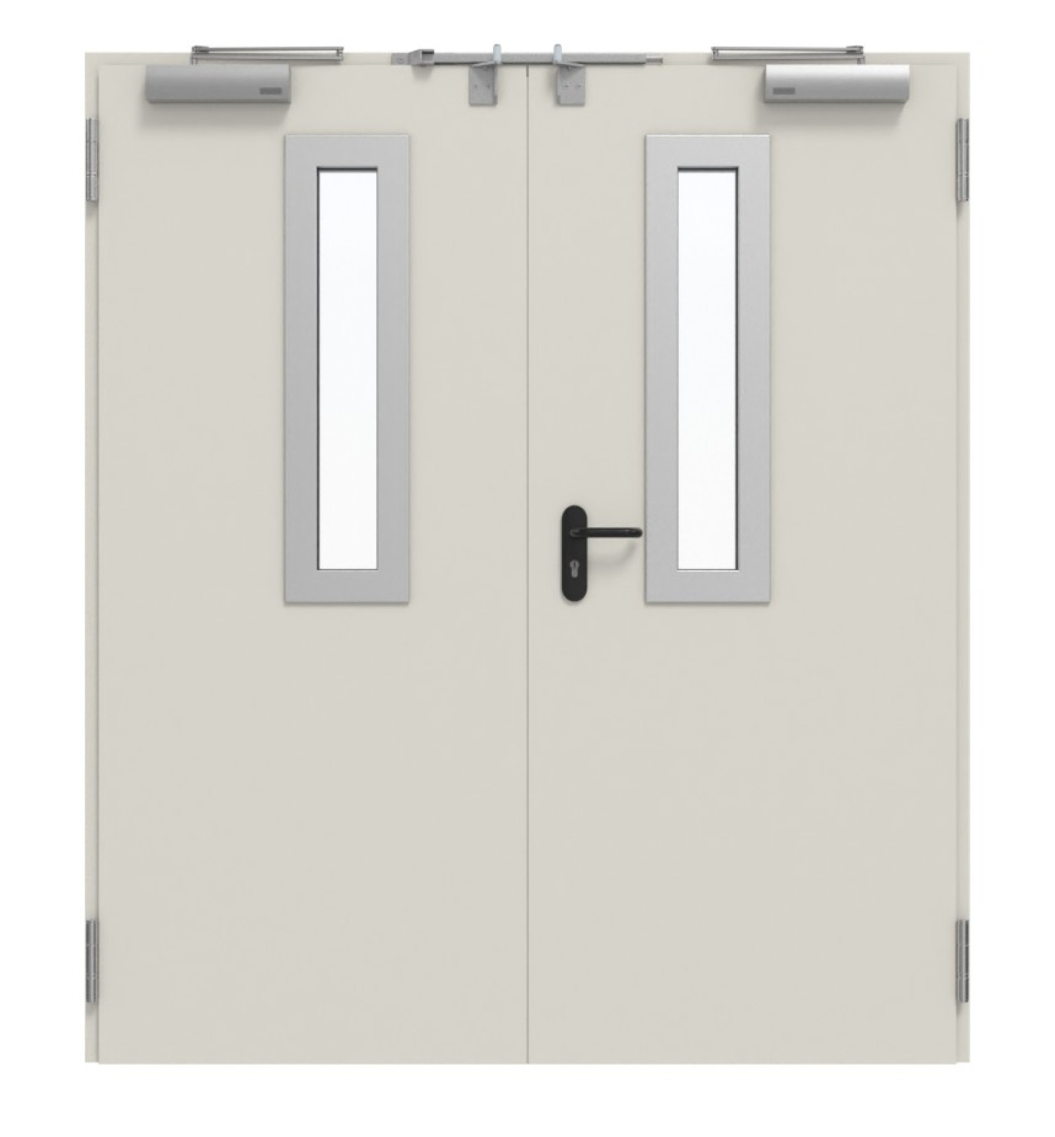 TECKENTRUP Innentür-Set 2-flg. Stahl mit Feuerschutzfunktion T90-2 FSA-62 mit Rechteckverglasung Ausschnitt 1 inkl. Eck- und Ergänzungszarge