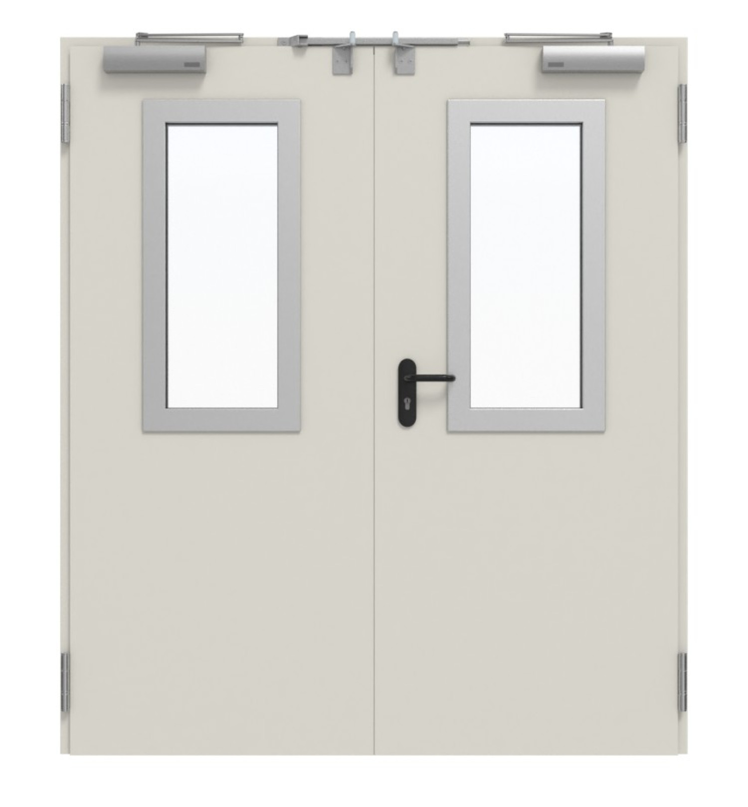TECKENTRUP Innentür-Set 2-flg. Stahl mit Feuerschutzfunktion T90-2 FSA-62 mit Rechteckverglasung Ausschnitt 2 inkl. Eck- und Ergänzungszarge