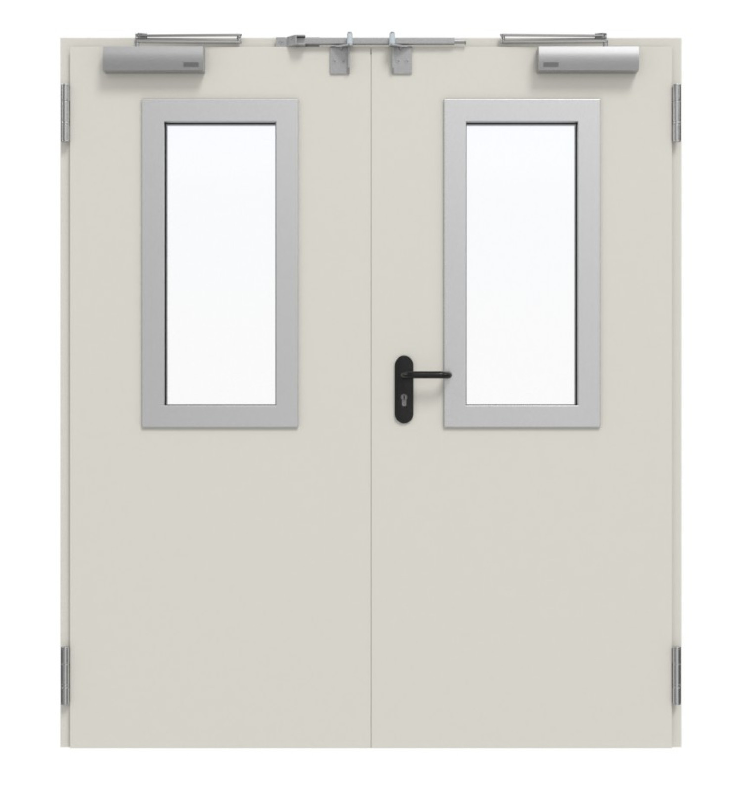 TECKENTRUP Innentür-Set 2-flg. Stahl mit Feuerschutzfunktion T90-2 FSA-62 mit Rechteckverglasung Ausschnitt 2 inkl. Blockzarge