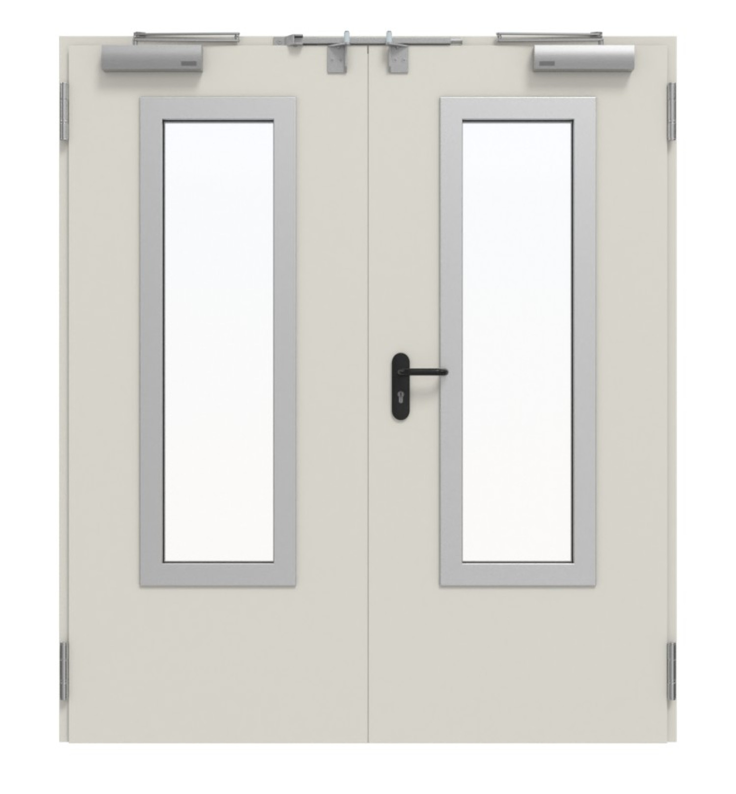 TECKENTRUP Innentür-Set 2-flg. Stahl mit Feuerschutzfunktion T90-2 FSA-62 mit Rechteckverglasung Ausschnitt 3 inkl. Eckzarge