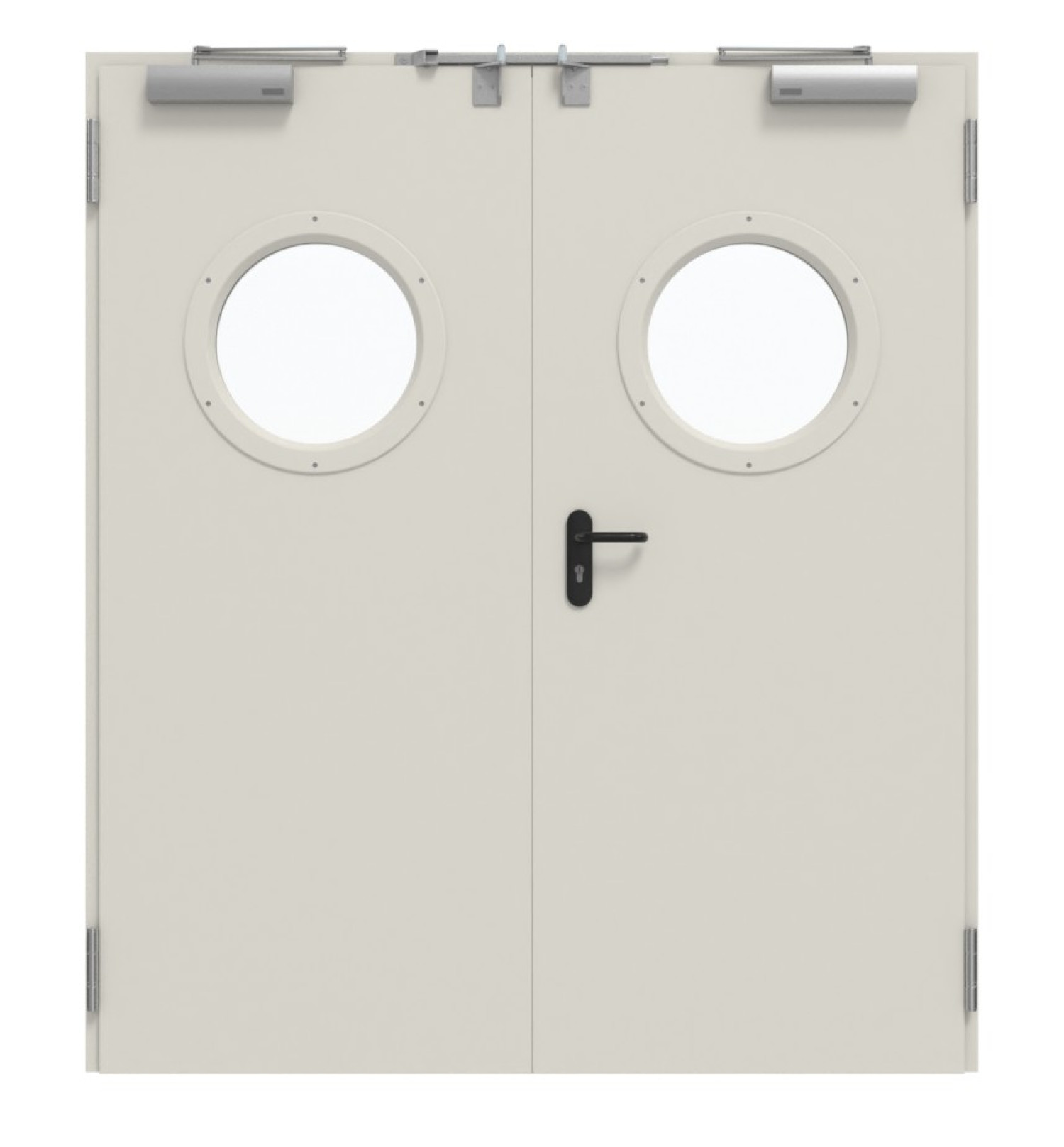 TECKENTRUP Innentür-Set 2-flg. Stahl mit Feuerschutzfunktion T90-2 FSA-62 mit Rundverglasung inkl. Eckzarge