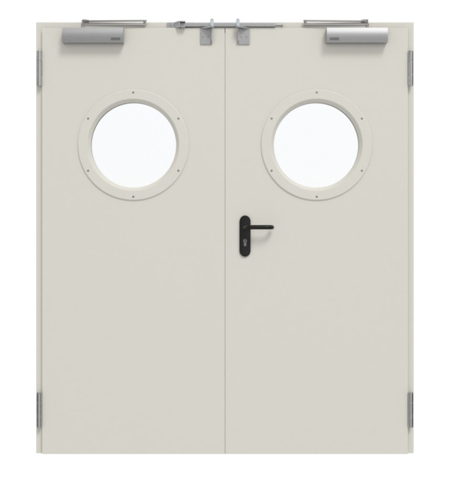 TECKENTRUP Innentür-Set 2-flg. Stahl mit Feuerschutzfunktion T90-2 FSA-62 mit Rundverglasung inkl. Eck- und Ergänzungszarge